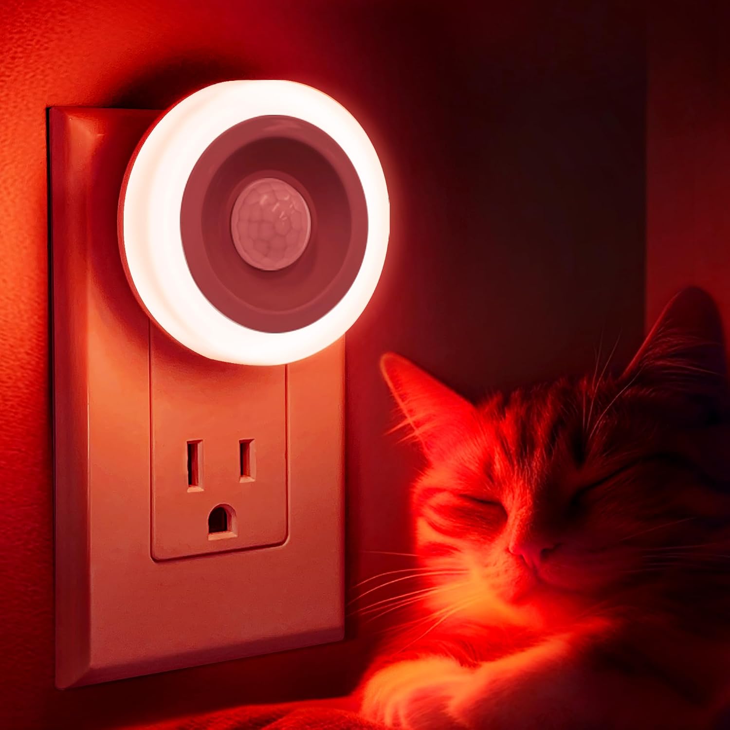 Detalle de Briignite WL002 Red Motion Sensor Plug-In LED Night Lights, 2-Pack