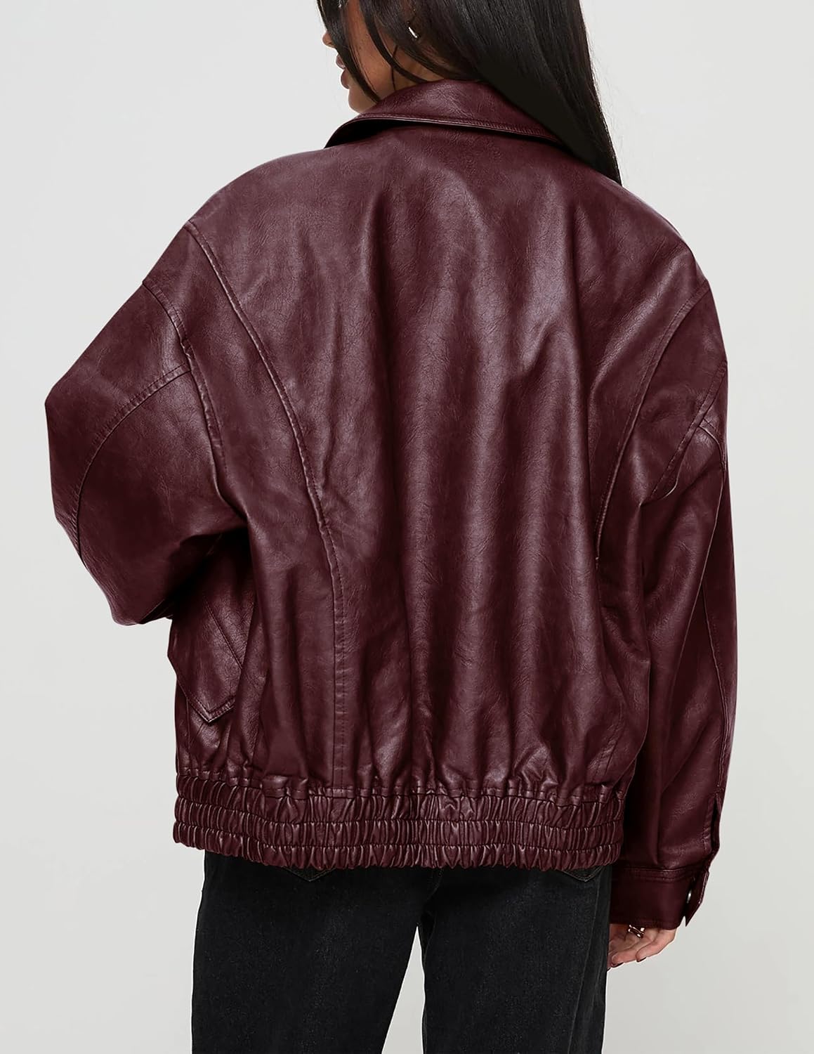 Detalle 2 de PRETTYGARDEN Faux Leather Motorcycle Jacket