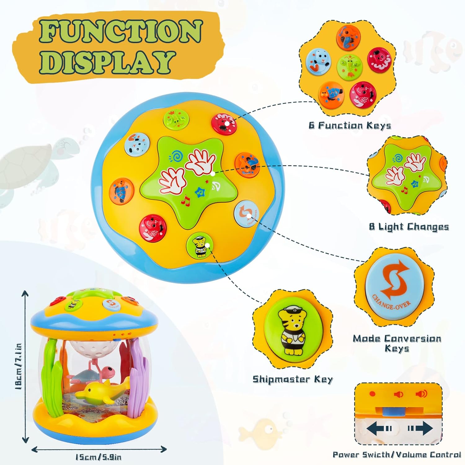 Thumbnail 4 de m zimoon Ocean Projector Baby Toy 8 modes