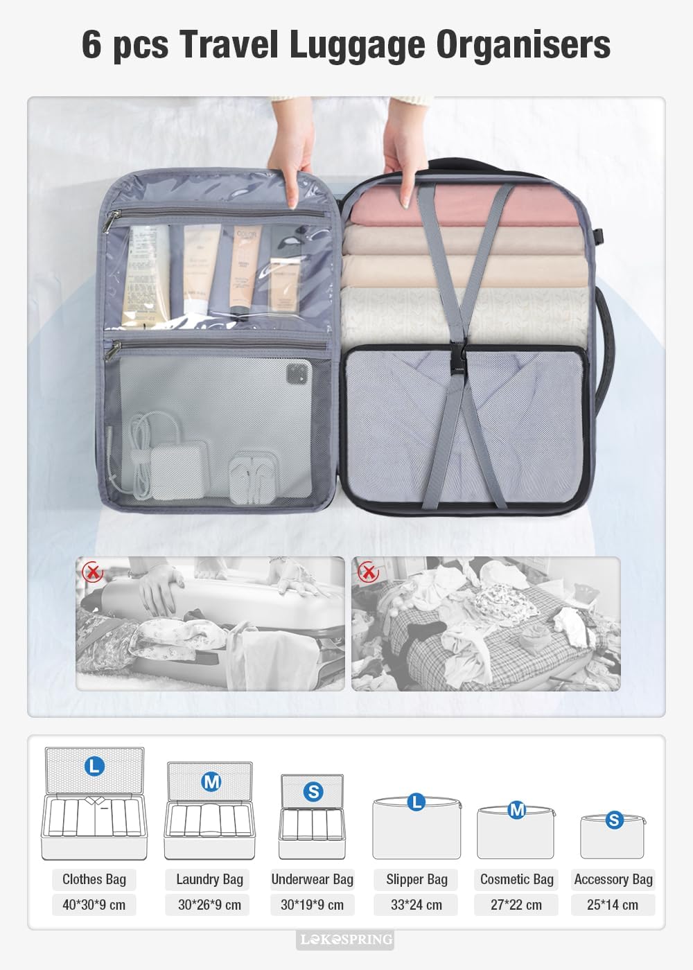 Thumbnail 3 de Lekespring Travel Backpack 45L 17.3in rucksack