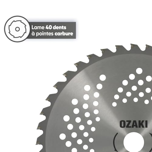 Detalle de OZAKI - Lame 40 Dents Pour Débroussailleuse, Dents à Pointe Carbure, 255 mm