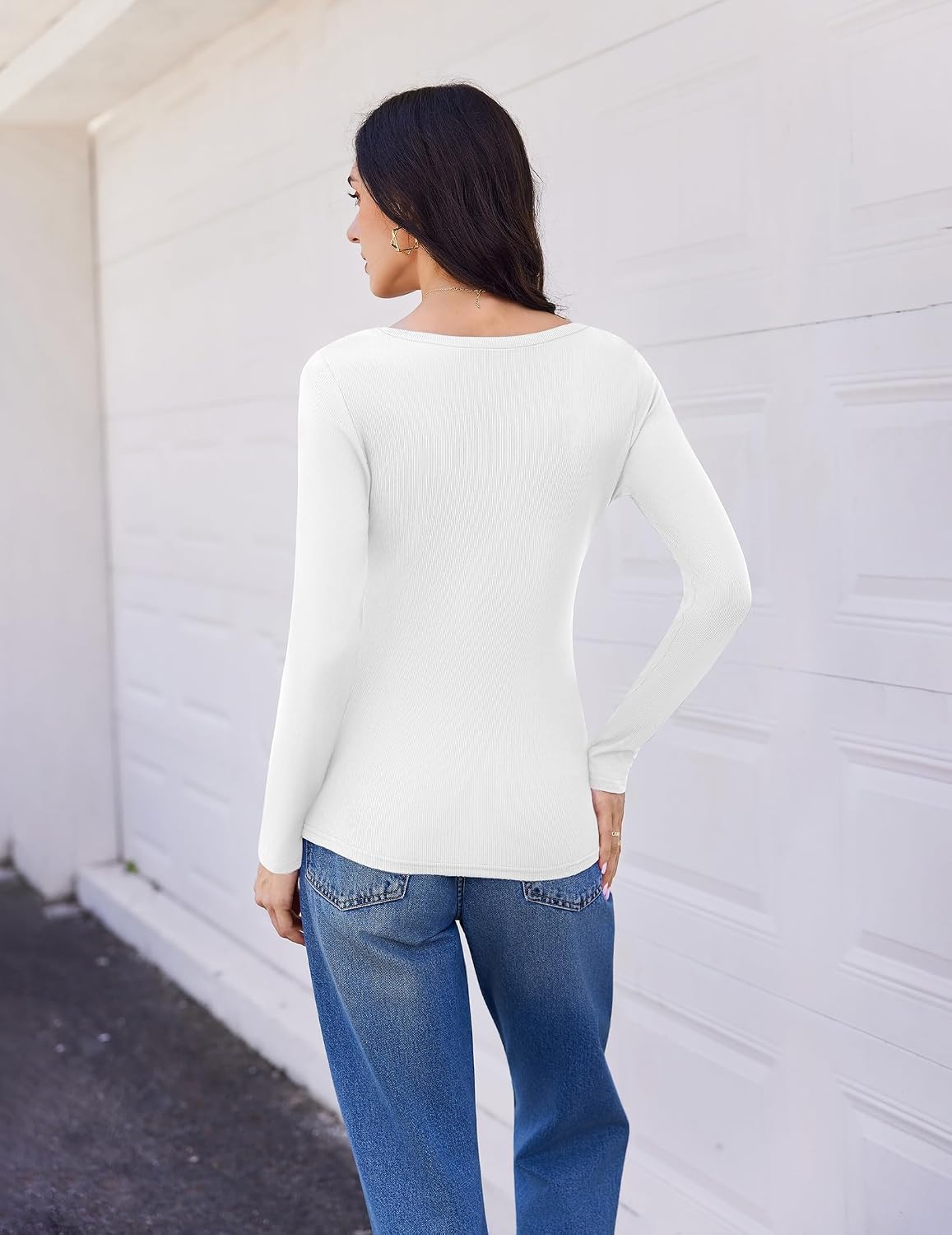 Detalle 2 de Ekouaer Women's 3-Pack Thermal Ribbed V-Neck Long-Sleeve Tops