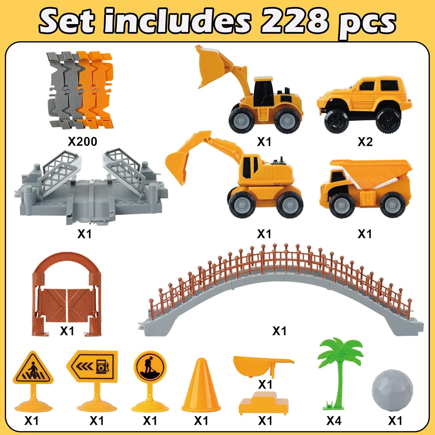 Detalle de TGJH Construction Race Car Track Set for Kids (220+ PCS) with 2 Electric Cars