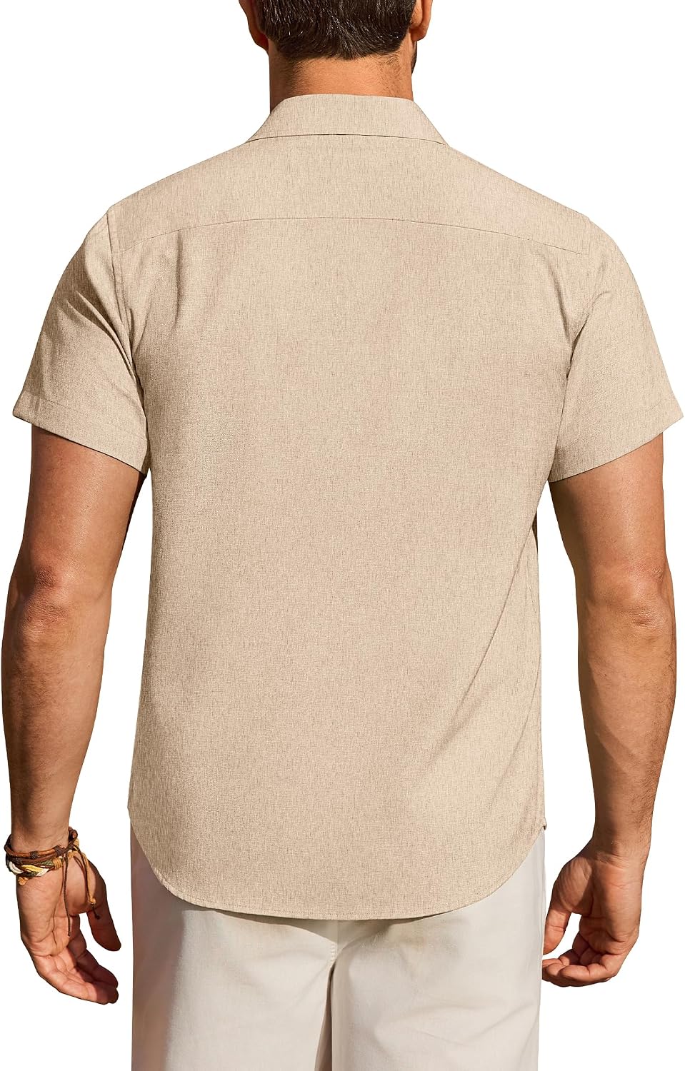 Detalle de ROUWELL Men's Linen-Blend Short-Sleeve Button-Down Shirt, Relaxed Fit