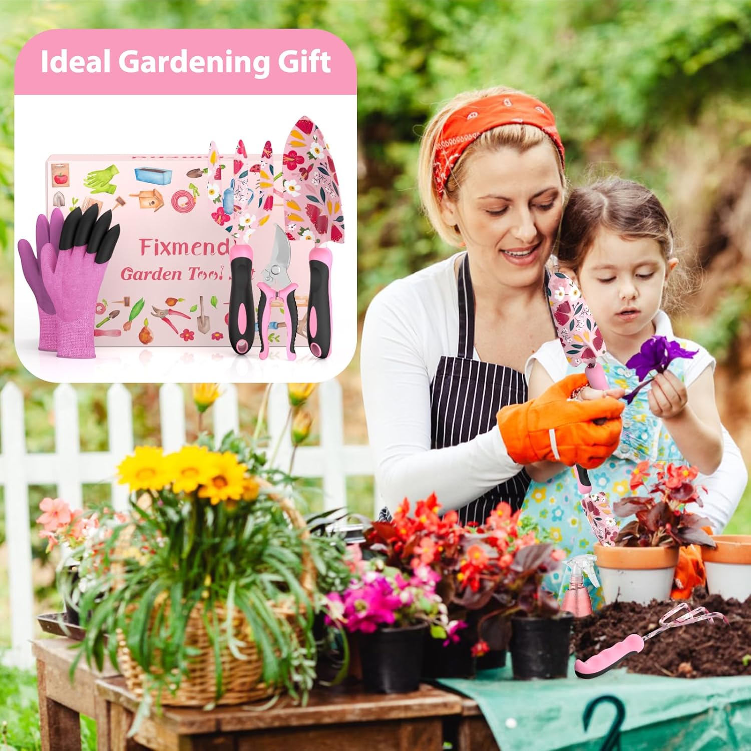Thumbnail 6 de Fixmend Gardening Gifts for Women – 12-piece garden tools set with floral print gift box