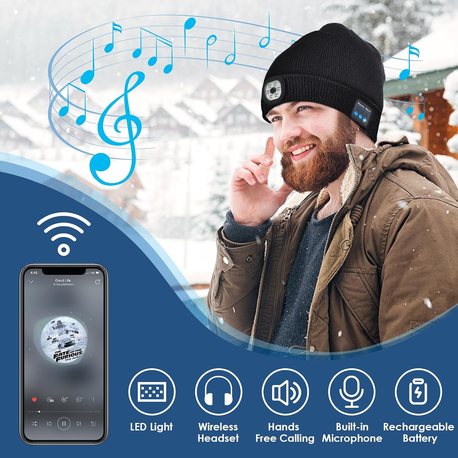 Detalle 2 de Lenski Bluetooth Beanie Hat with LED