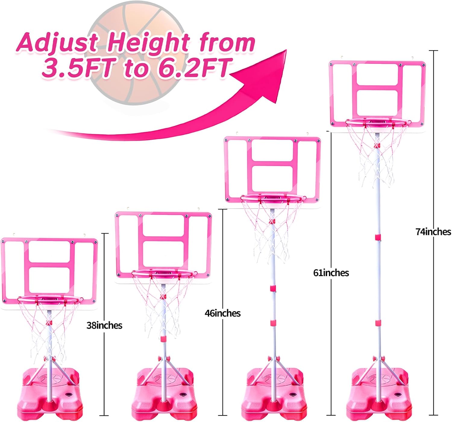 Thumbnail 1 de Kids Basketball Hoop 3.5FT-6.2FT