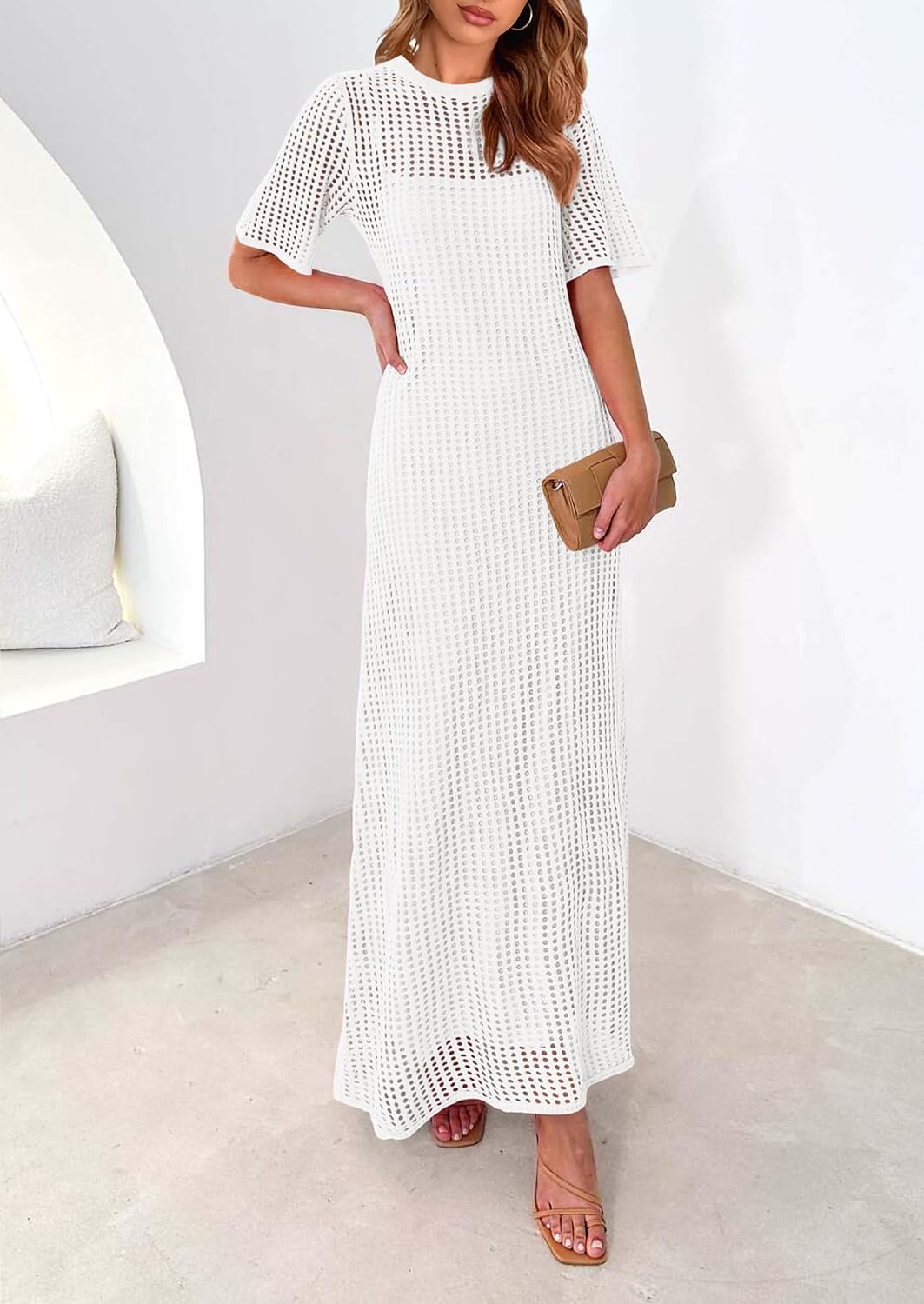 Thumbnail 5 de PRETTYGARDEN Women's Eyelet Cover Up Dress — 2026 Summer Resort Maxi