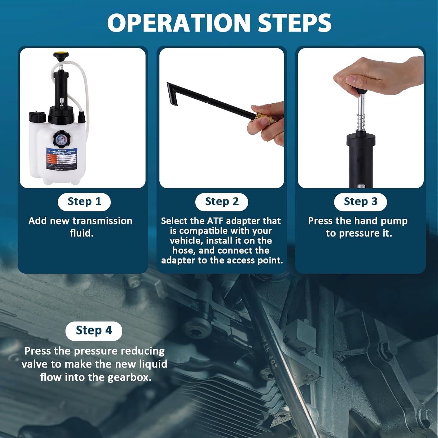Detalle 2 de BAOSHISHAN 3L Gearbox Oil Filling Pump with 8 Adapters – Manual ATF Filler System