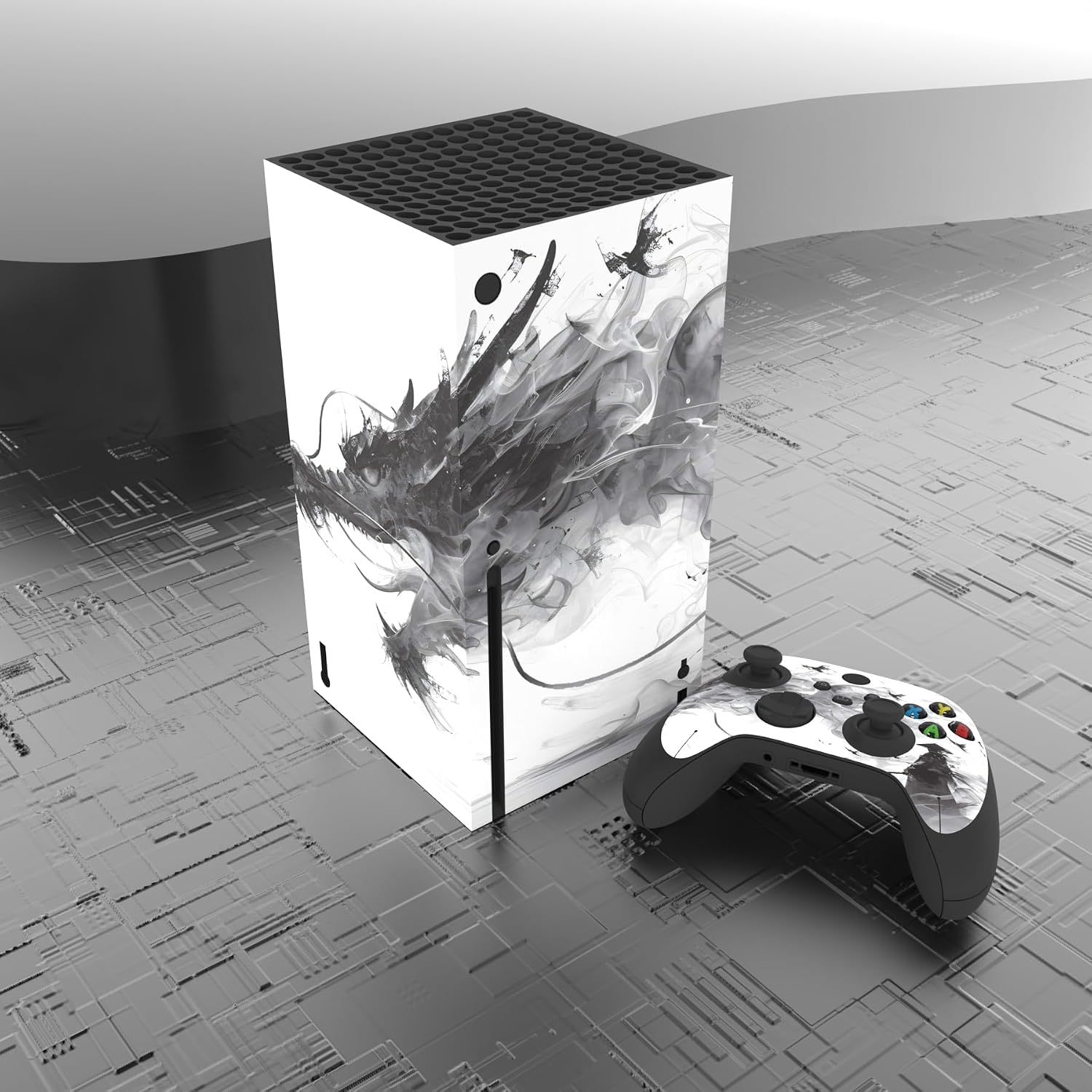 Thumbnail 3 de playvital Custom Vinyl Skins for Xbox Series X (Mistborn Dragon) – Console & Controller Wrap Decal Stickers