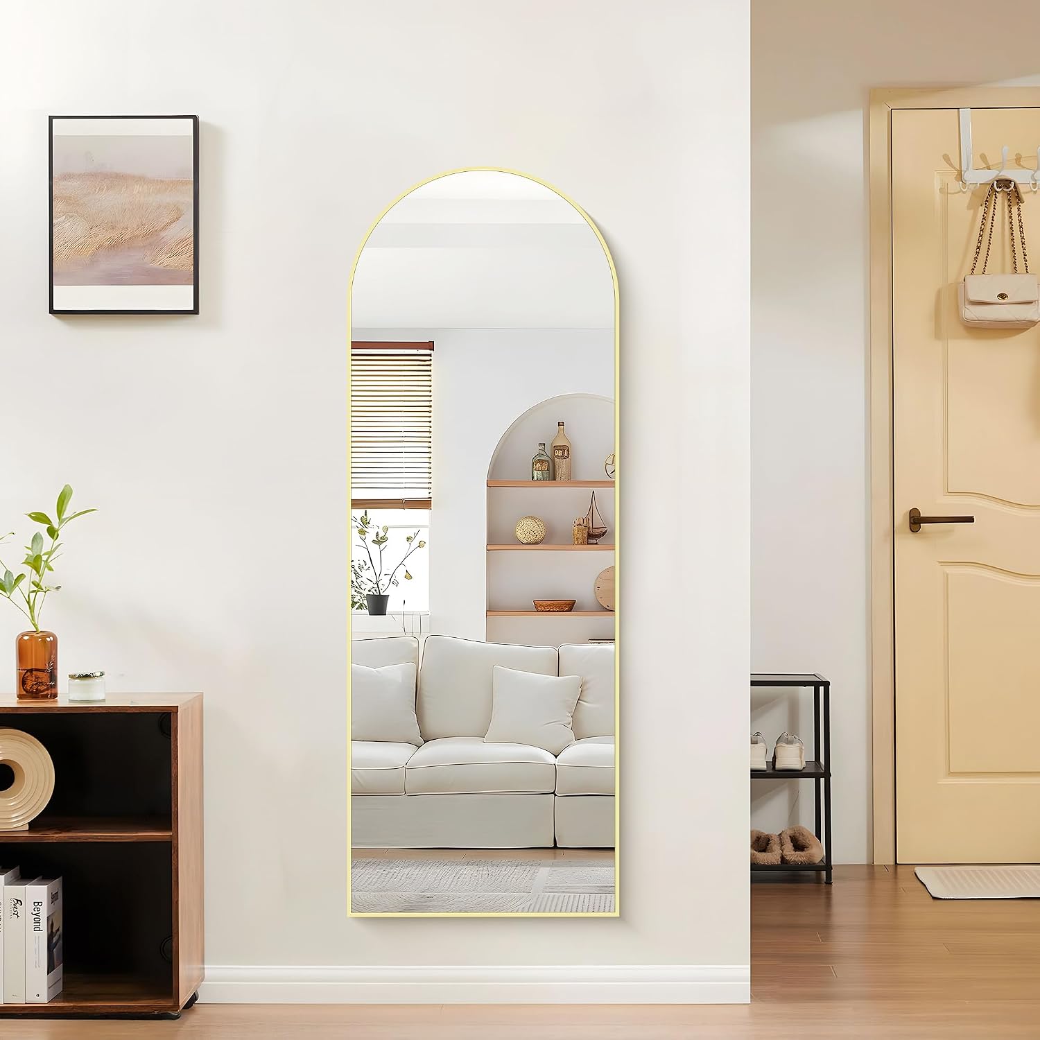 Detalle 1 de KOCUUY Arched Full-Length Mirror, 144.8 x 50.8 cm, Gold Aluminum Frame