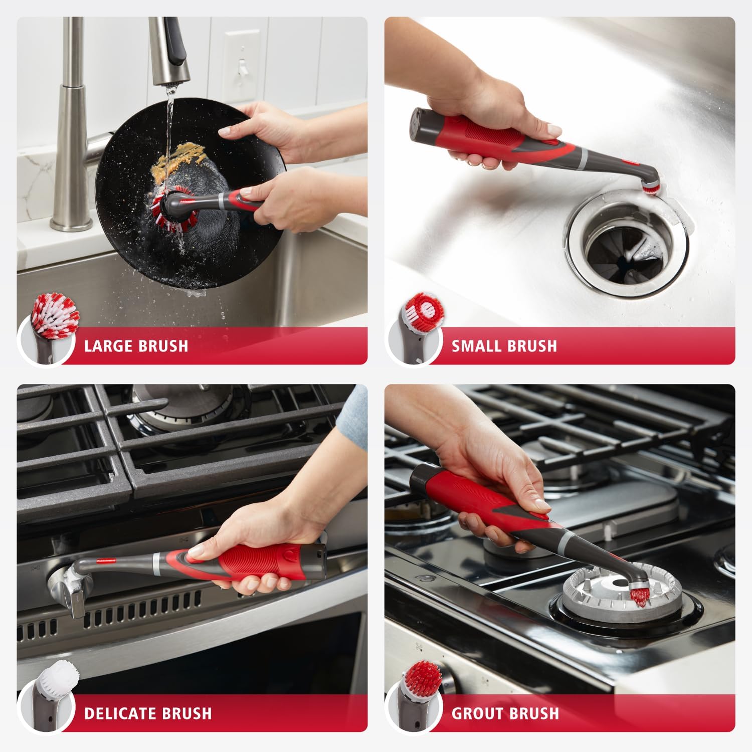 Detalle 2 de Rubbermaid Reveal Power Scrubber 18-Piece Kit: Cordless Cleaning Power for Home, Kitchen, Bathroom