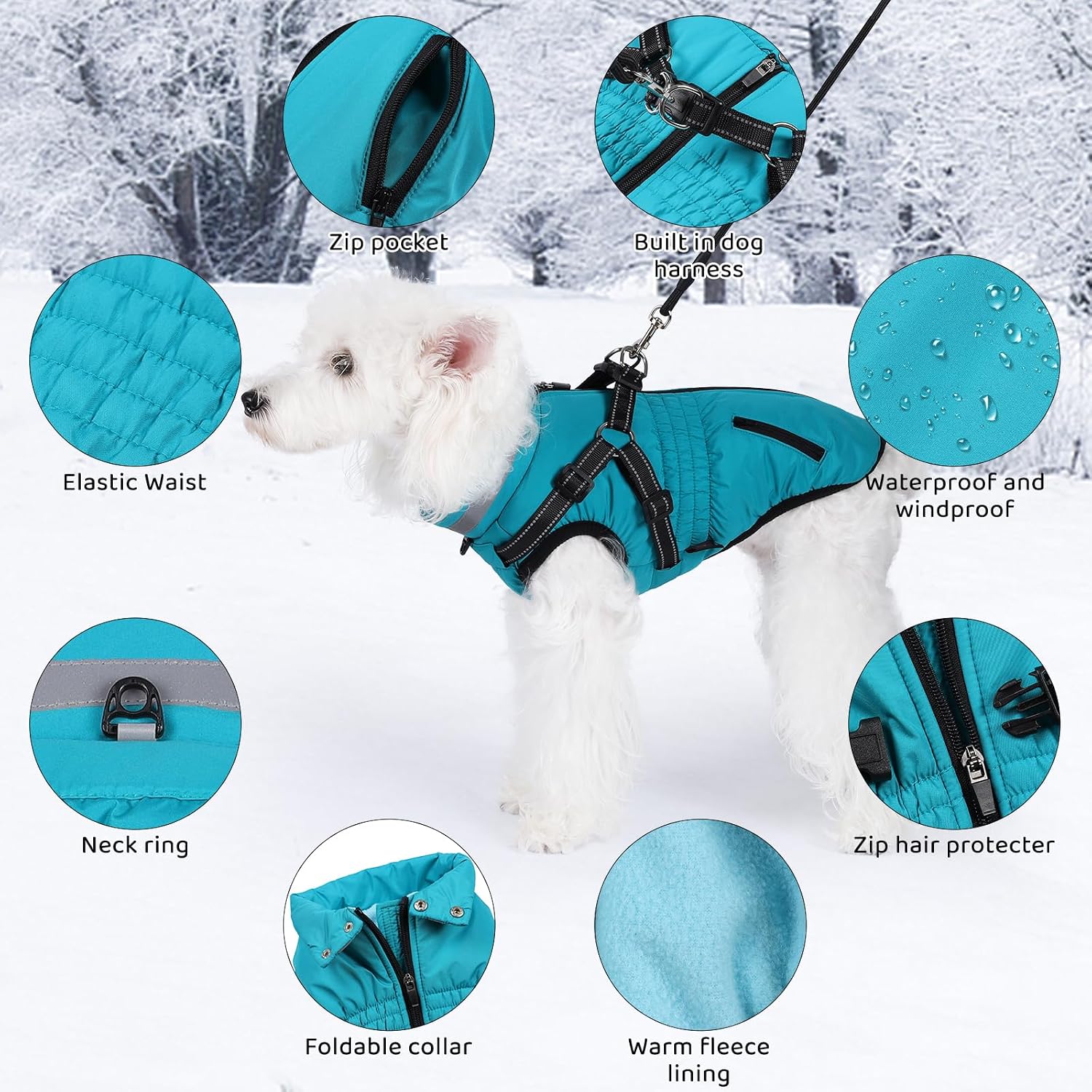 Detalle 2 de Poseca Dog Coat with Built‑in Harness