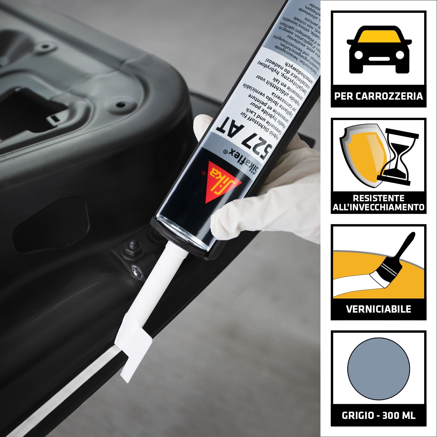 Detalle de Sikaflex 527 AT Grigio: sigillante carrozzeria multiuso da 300 ml