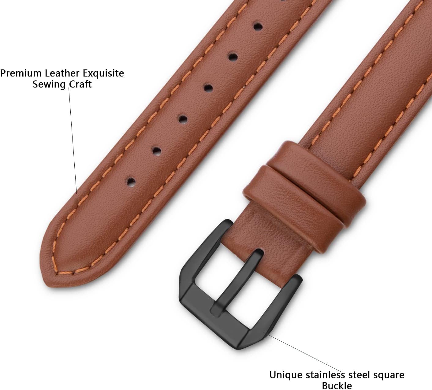 Thumbnail 2 de SEURE Lederarmband kompatibel mit Apple Watch (38/40/41 mm) – Slim Soft Band mit Edelstahl-Schnalle für Serien 1 bis 8