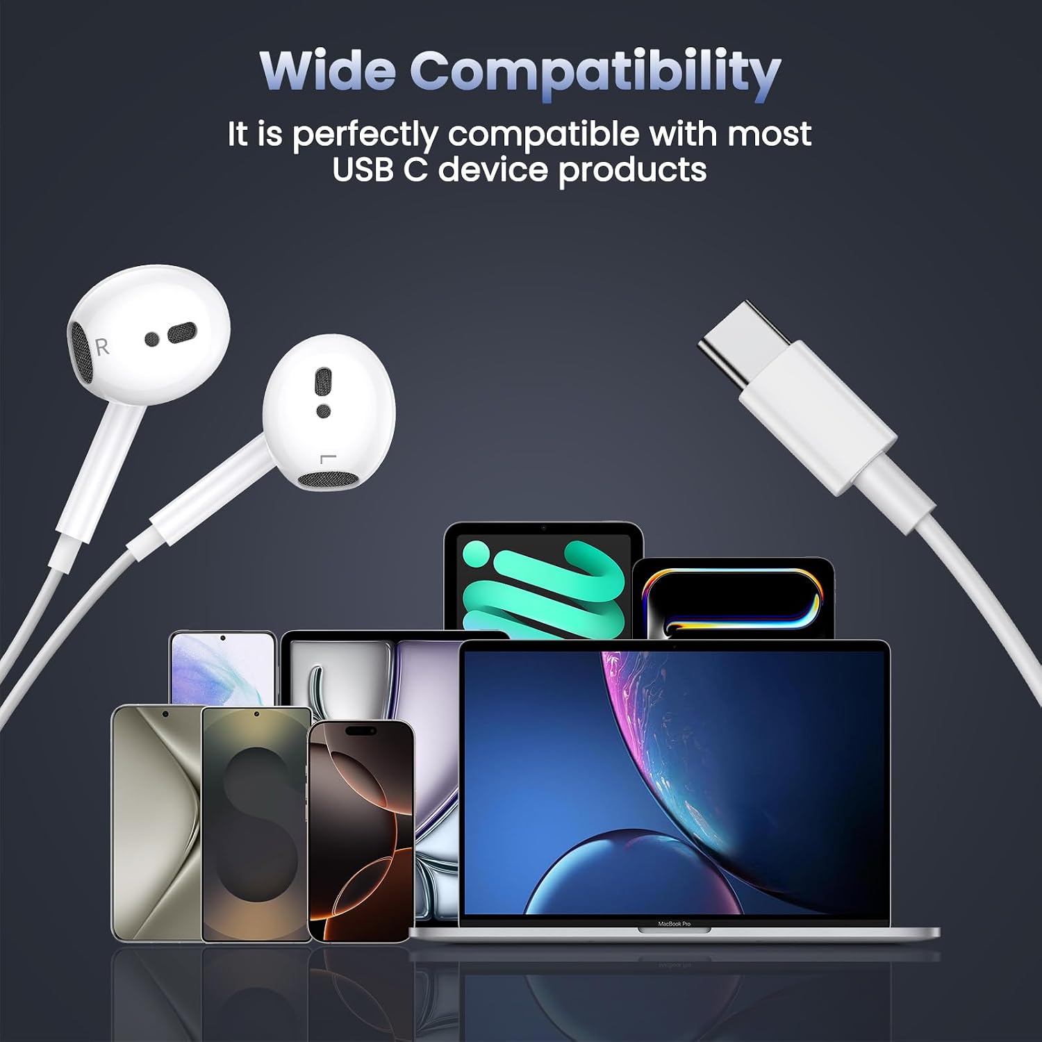 Detalle de Kabelkopfhörer USB-C für iPhone 15/16/17 – 2er-Pack, In-Ear mit Mikrofon und Lautstärkeregler