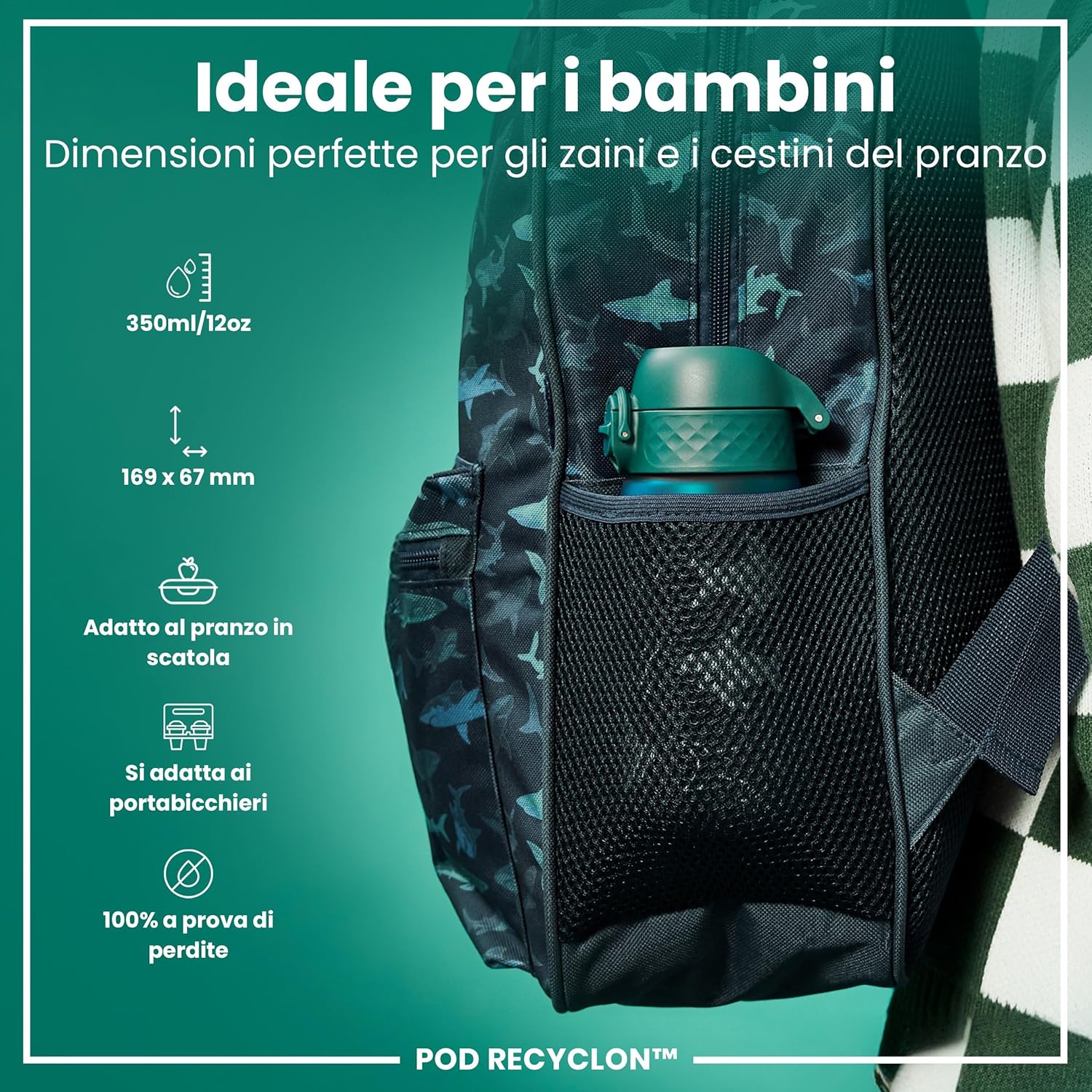 Detalle 2 de Ion8 Borraccia per Bambini 350 ml: leggera, antifulmine e priva di BPA, per accompagnare ogni avventura