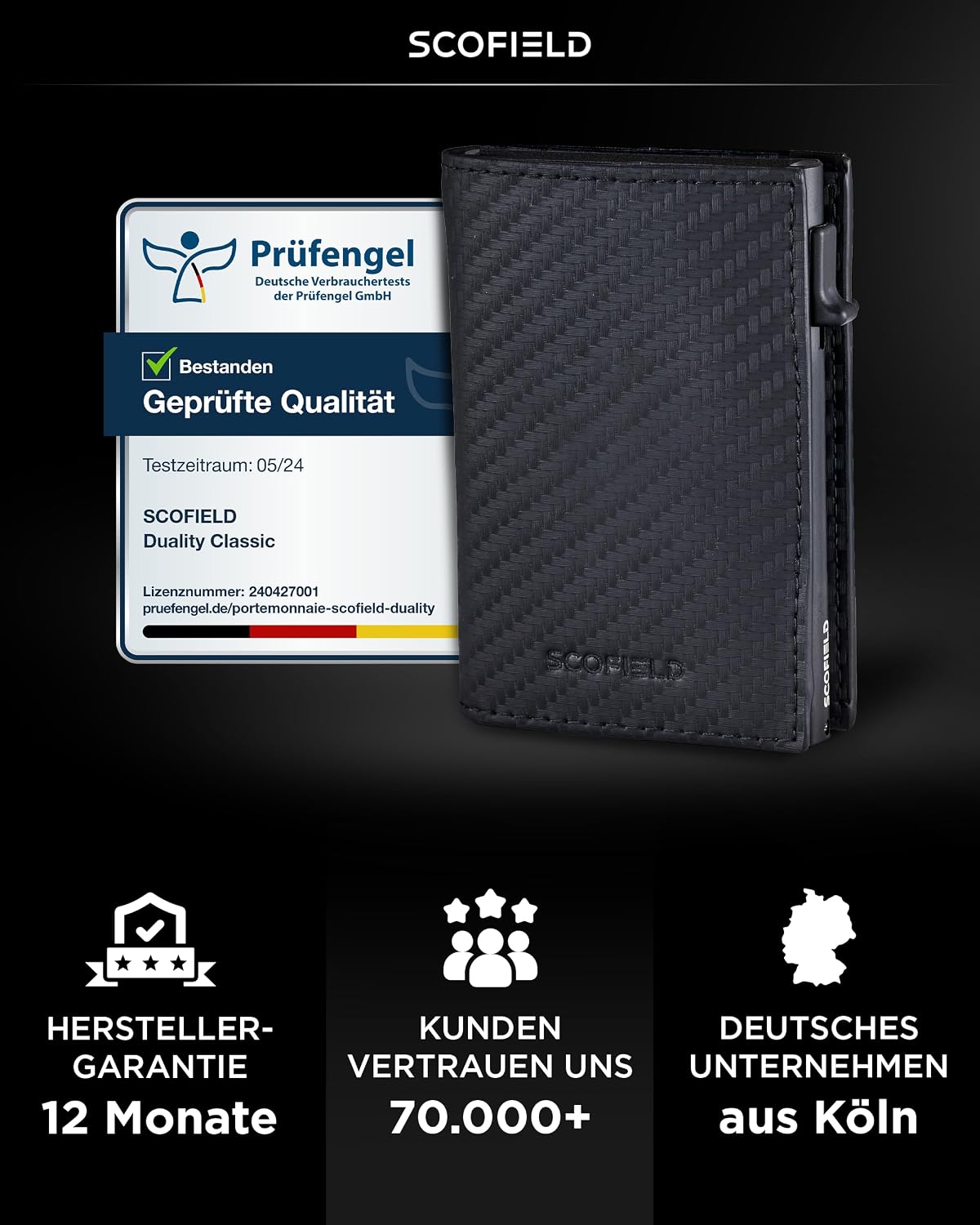 Detalle de SF SCOFIELD Duality Magflip Slim Wallet mit Münzfach – Kartenetui für 9–10 Karten, Geldbeutel mit RFID-Schutz