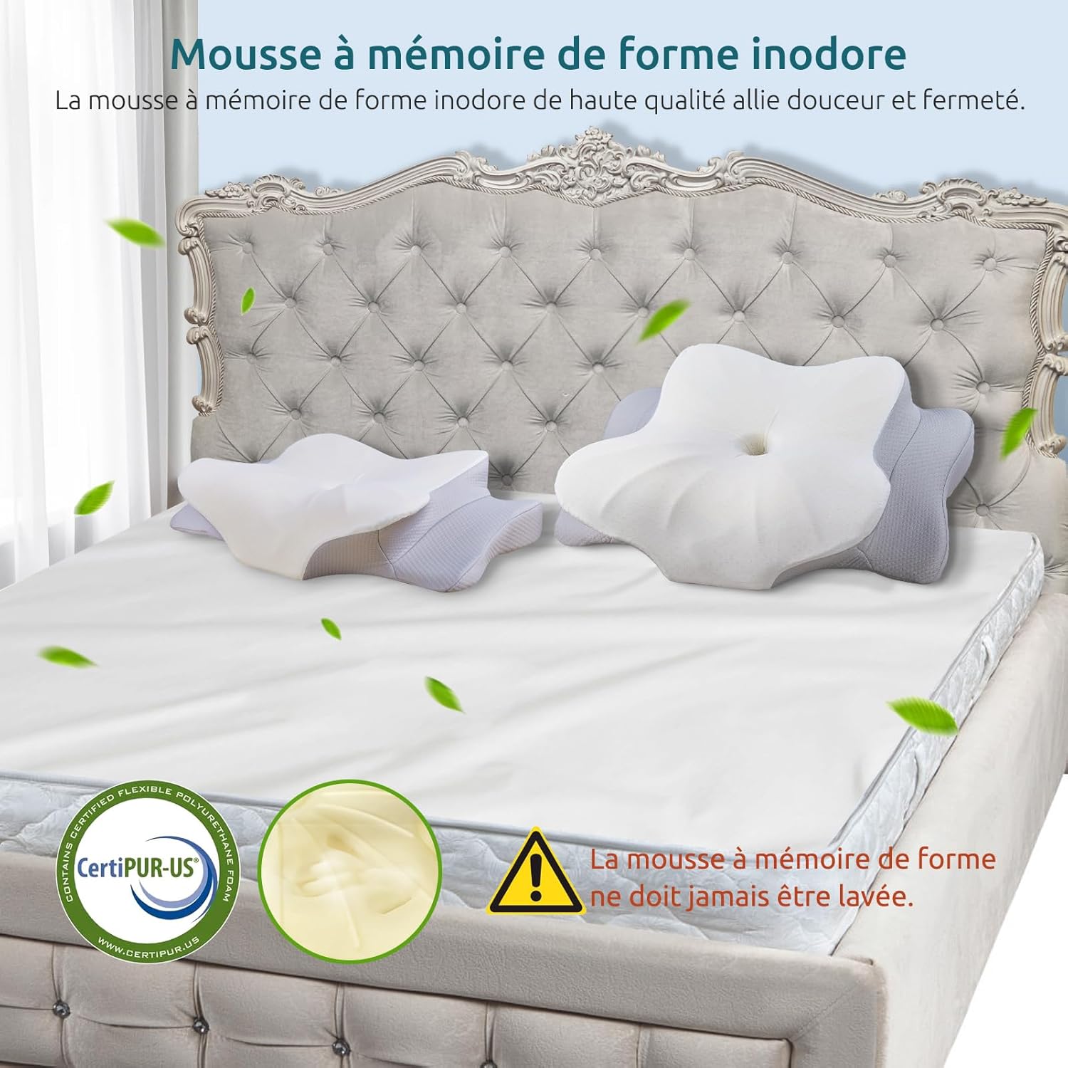 Thumbnail 6 de DONAMA Oreiller Ergonomique Cervical en Mousse à Mémoire CertiPUR-US – 9 et 14 cm, avec Taie d’oreiller respirante