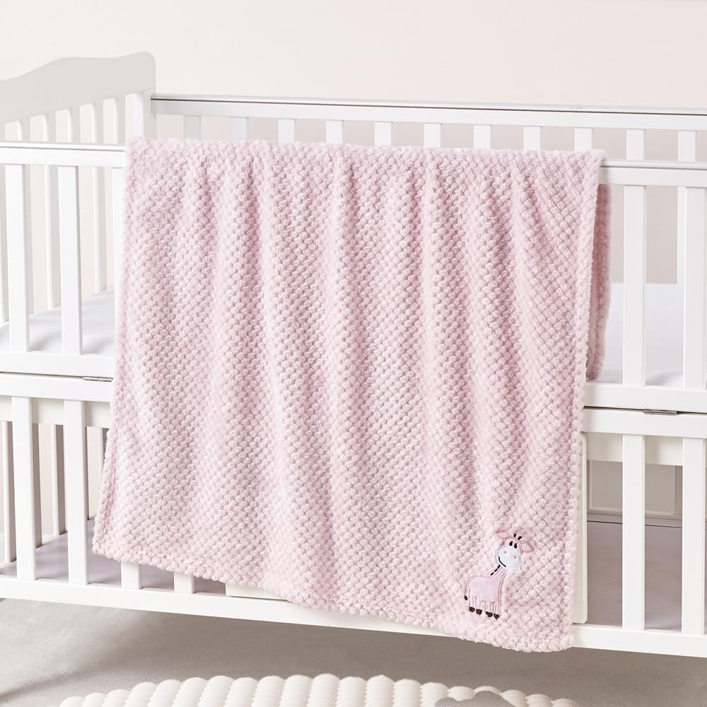 Thumbnail 1 de CREVENT 75cm x 100cm Cute Cozy Fluffy Warm Baby Blanket (Pink Baby Giraffe)