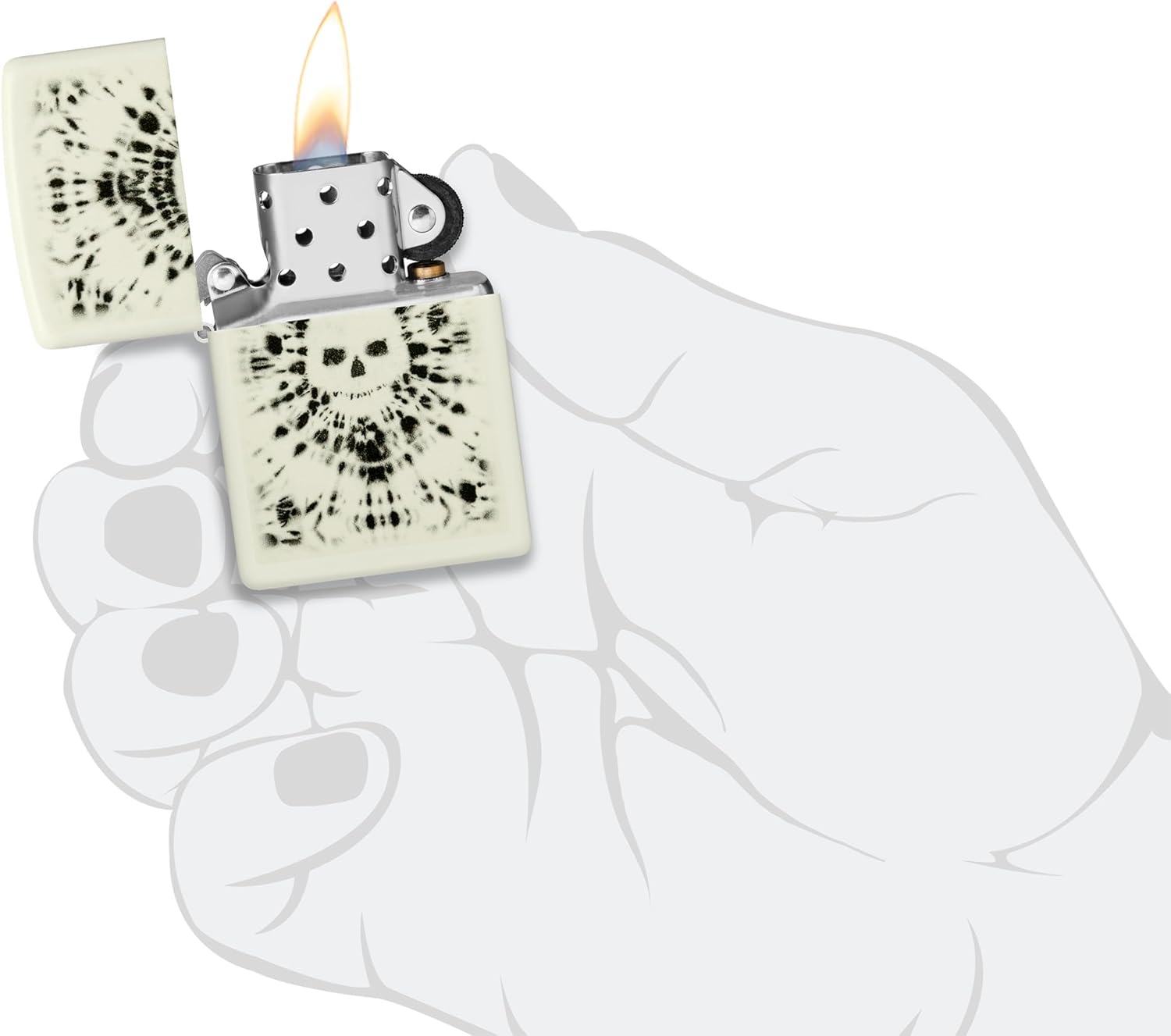 Detalle de Zippo Glowing Skull Design Glow in The Dark Pocket Lighter