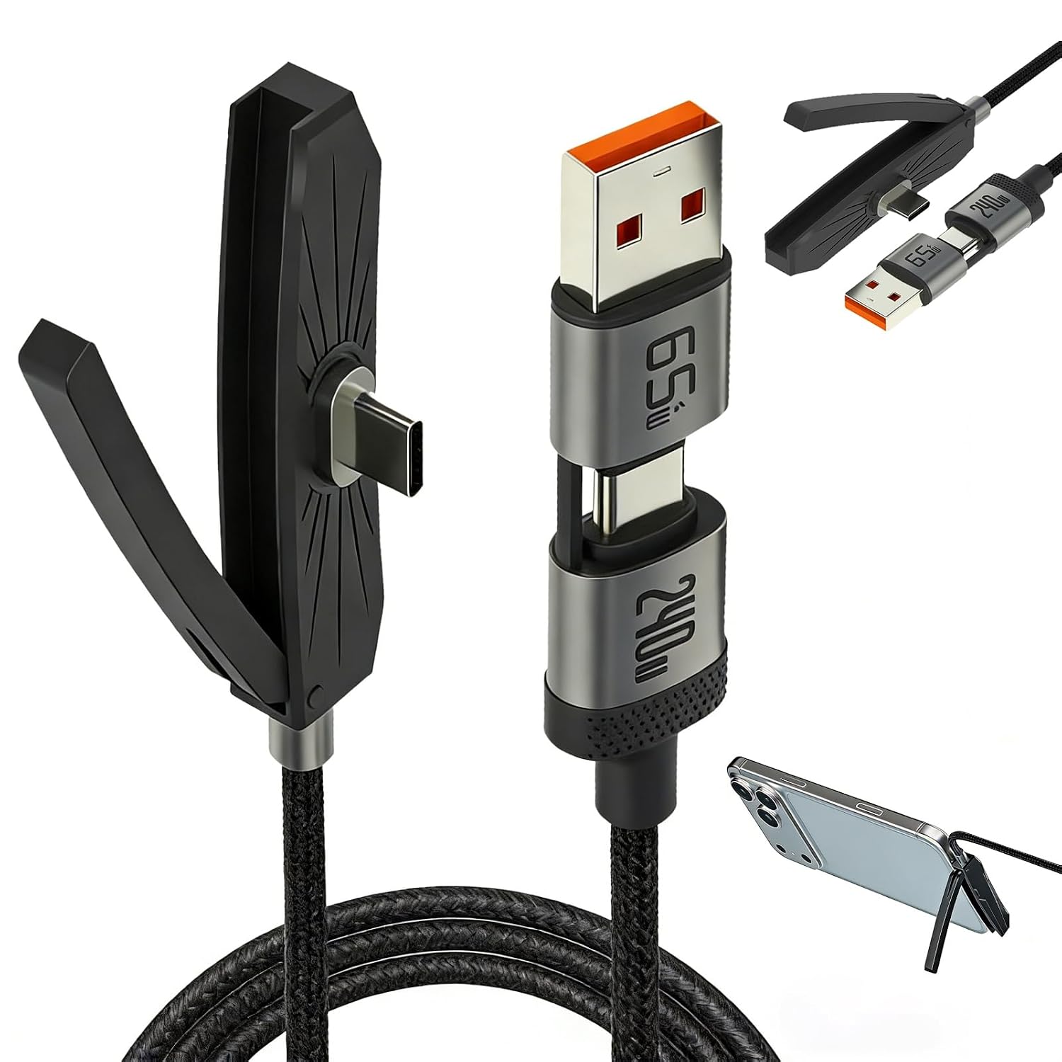 Detalle de Caricatore invisibile 3 in 1 per telefono Nplaseta: 240 W di potenza, 2 m e stand integrato