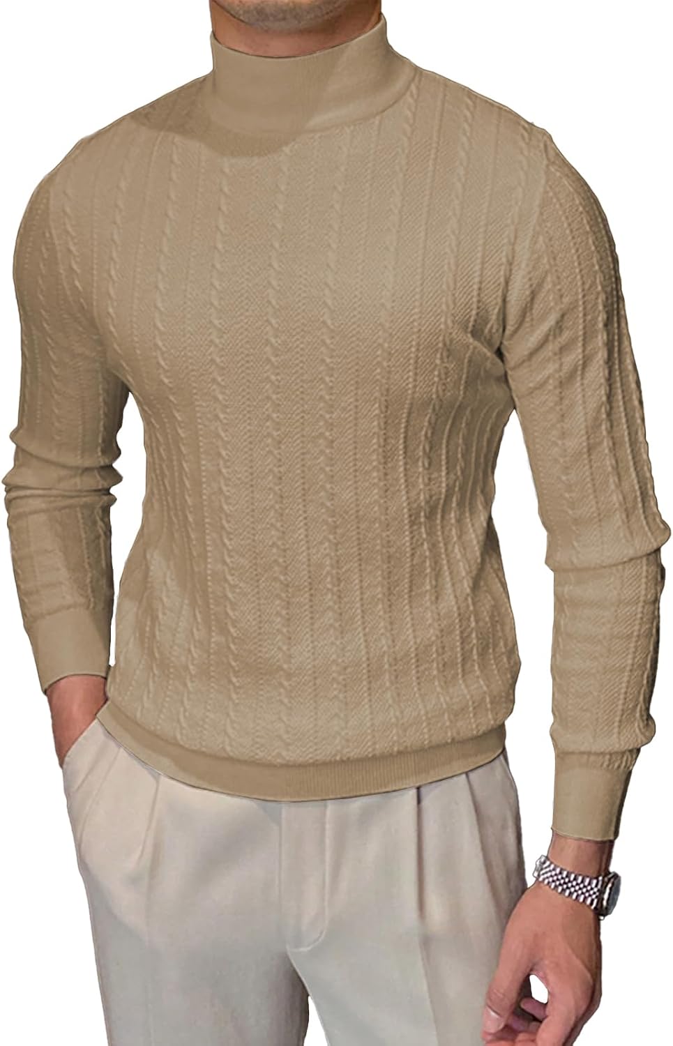 Detalle de iudam Herren Rollkragenpullover Slim Fit