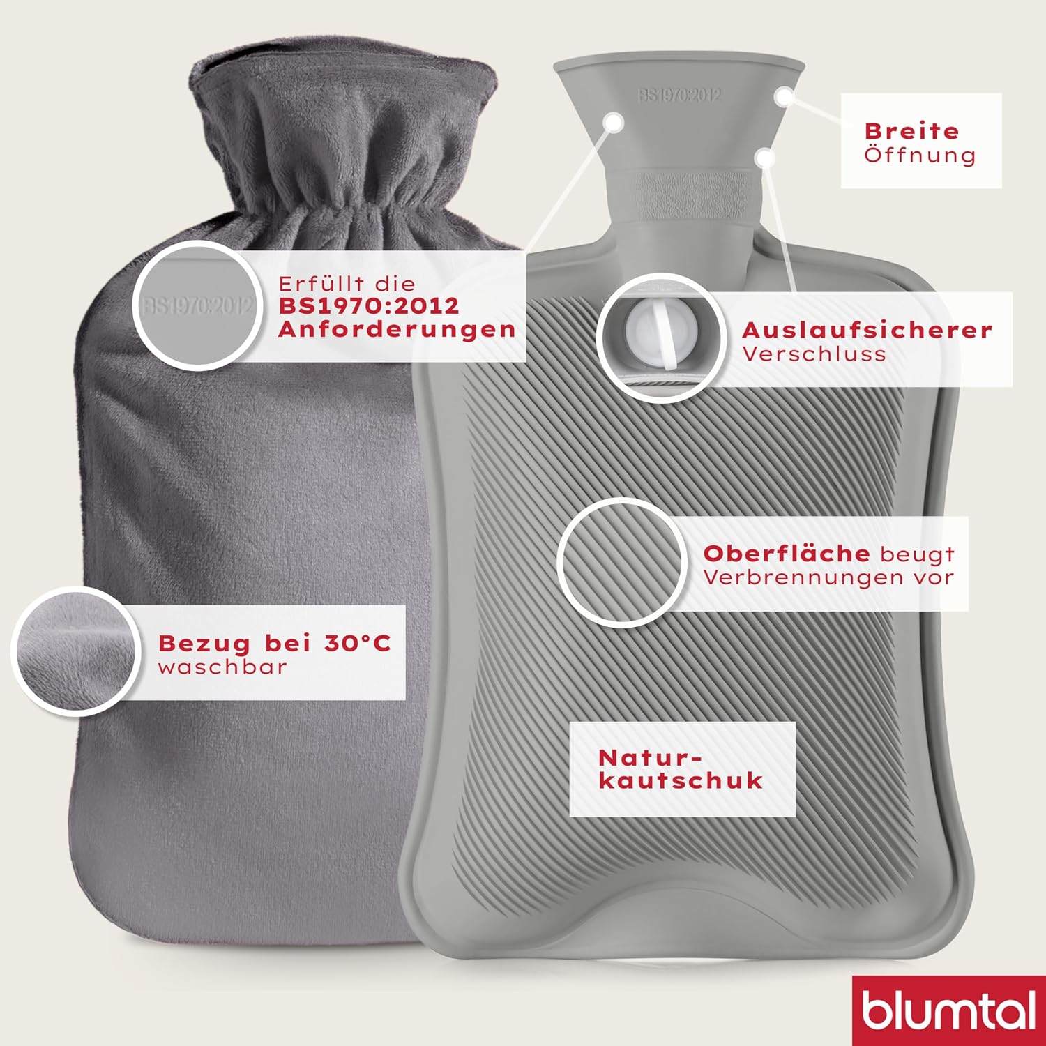 Detalle 2 de Blumtal Premium Wärmflasche 1,5 L