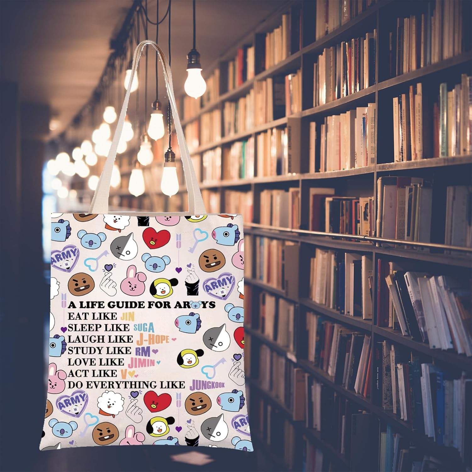 Detalle de PXTIDY K-pop Characters Shoulder Bag: Practical K-Pop Fan Tote