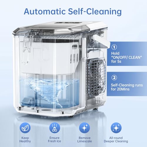 Detalle de WIE Ice Maker Countertop: Self-Cleaning, 12kg/24h Portable Ice Machine
