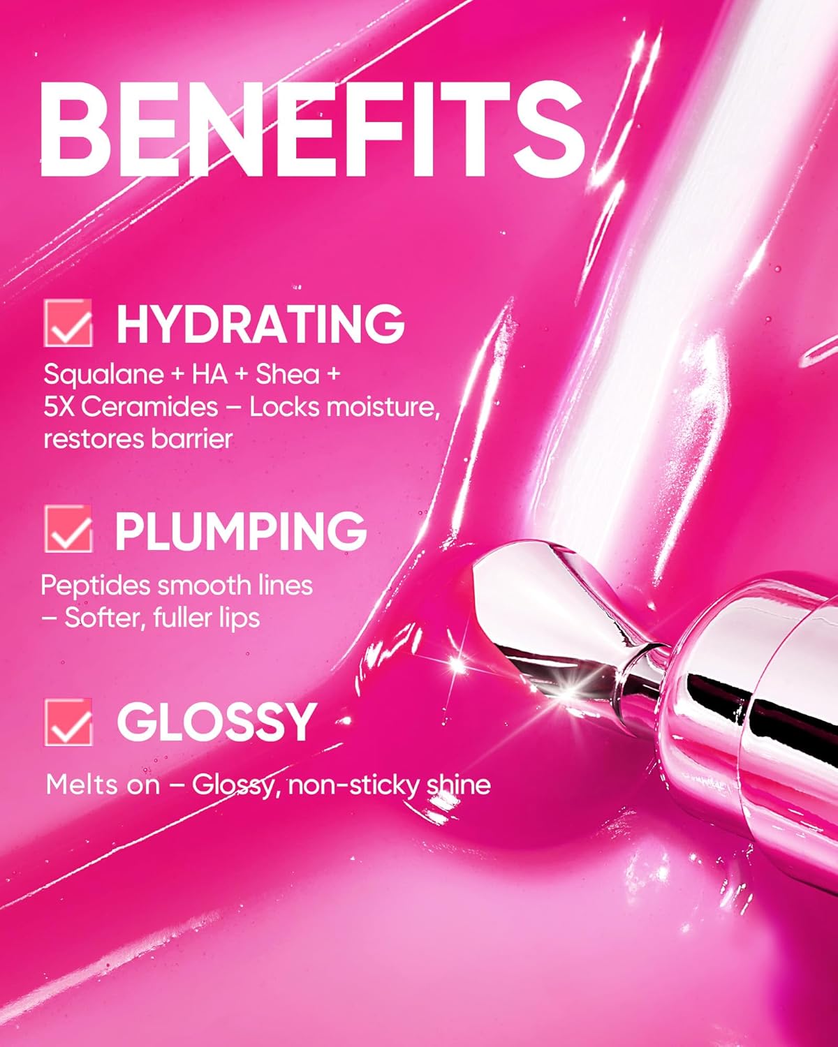 Thumbnail 5 de SKINTIFIC Peptide Brightening Lip Serum (Baby Pink) Tinted Gloss Balm with Peptides, Squalane & Cooling Applicator