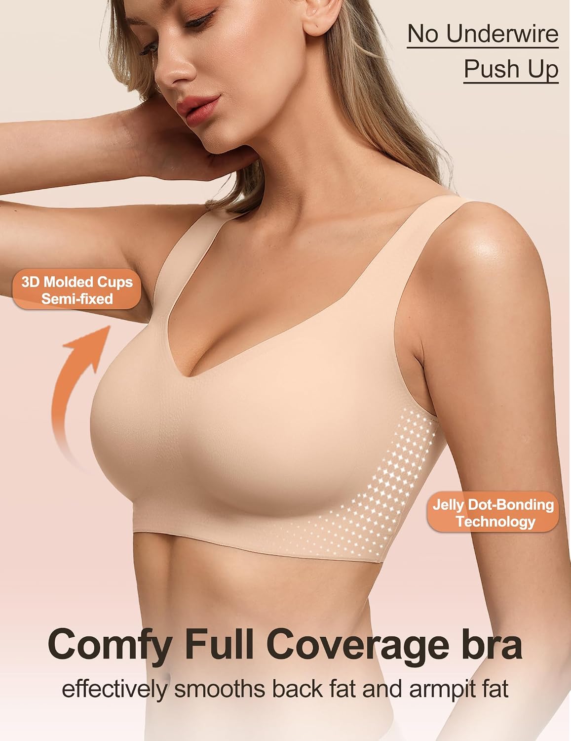 Detalle 2 de Wireless Pullover Bra with Wide Straps