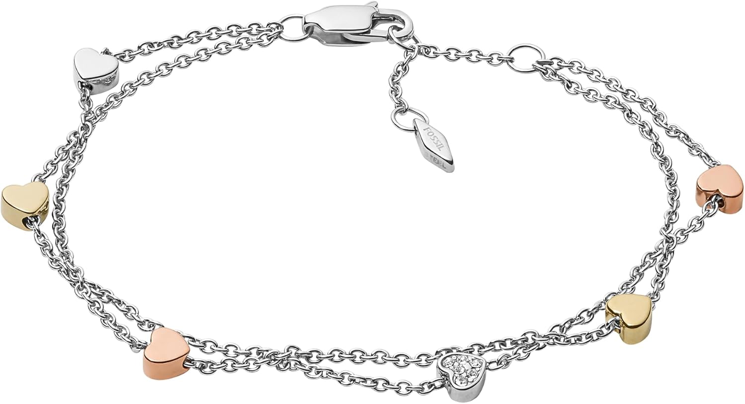 Detalle de Fossil bracciale inox doppia catena 19 cm