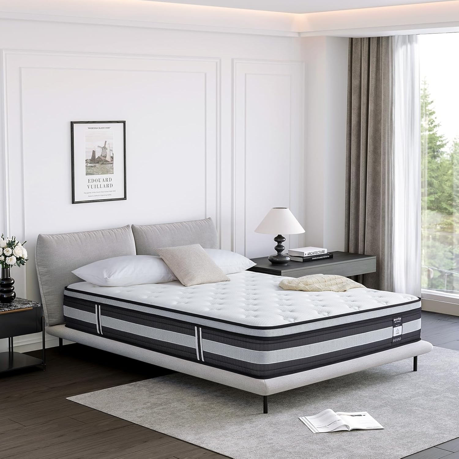 Detalle 2 de Inofia Matelas NidFrais 140x190 cm — ressorts ensachés, 7 zones, coton biologique et certification Oeko-Tex