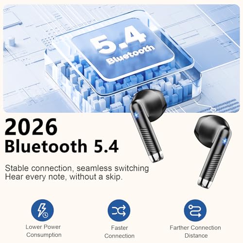 Detalle de Drsaec 2026 Écouteurs Bluetooth 5.4 sans Fil – 56H d’autonomie, IP67 et LED du boîtier