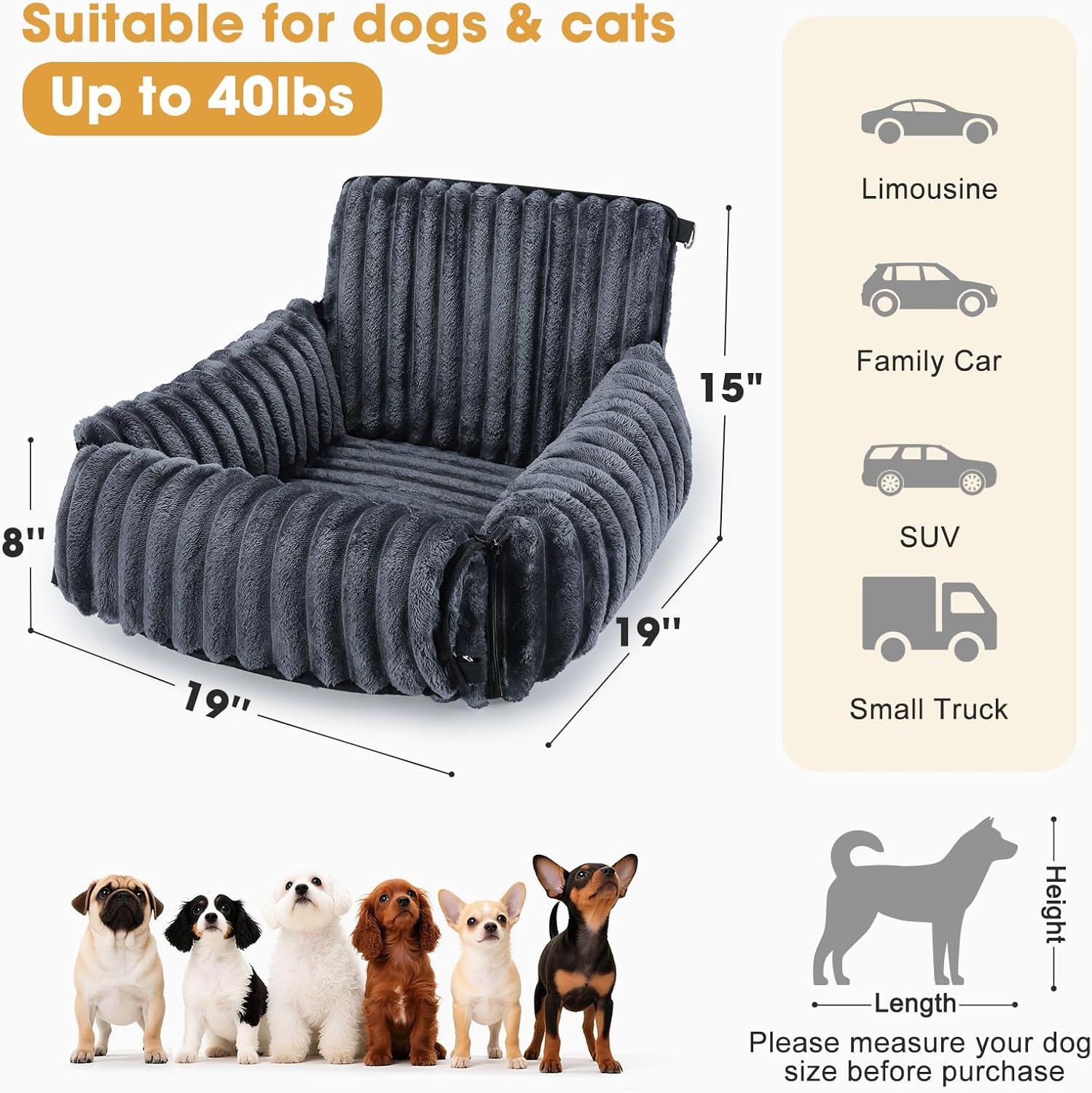 Detalle de MIXJOY Dog Car Seat 20 cm booster for small dogs