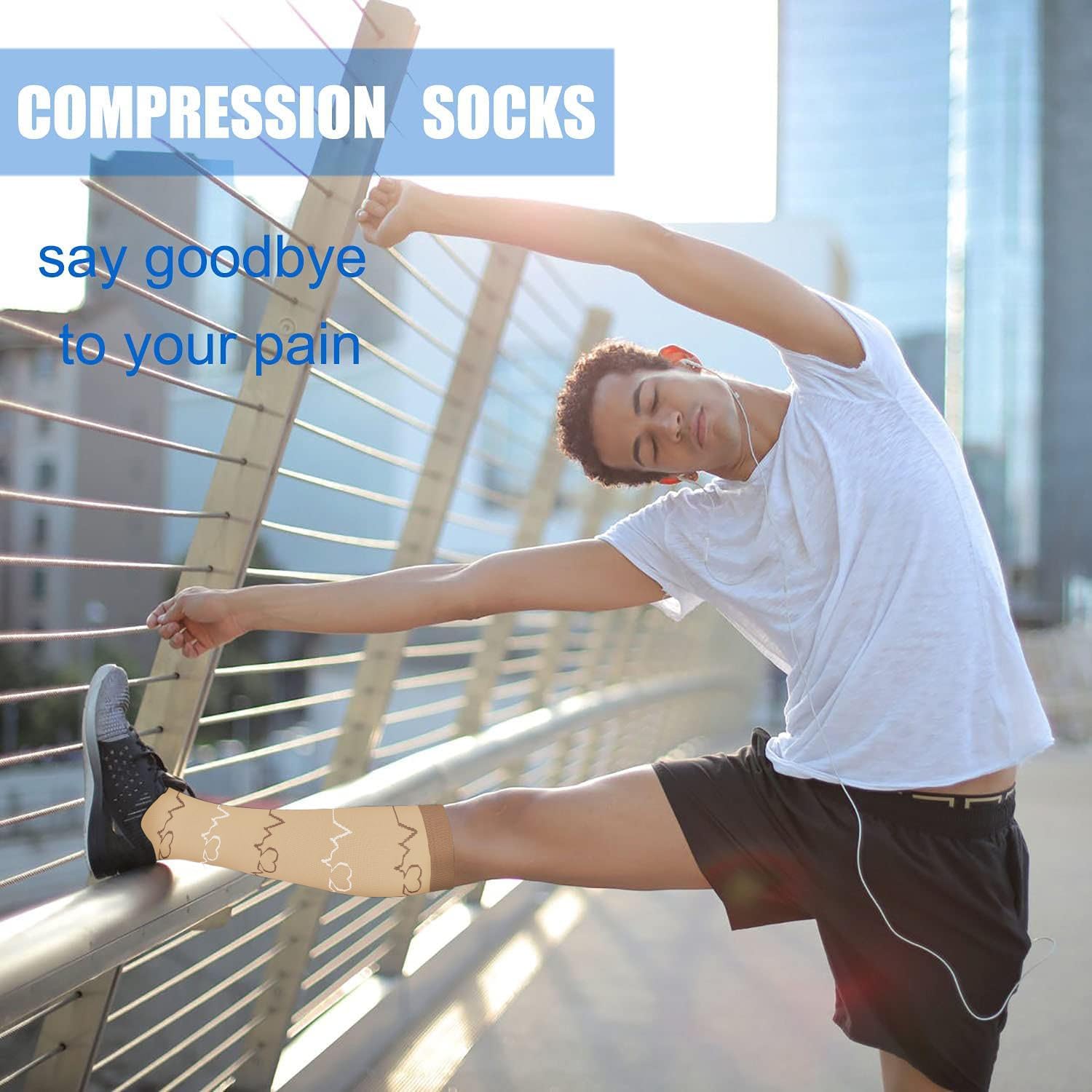 Detalle 1 de DHSO 15–20 mmHg Graduated Compression Socks, Knee-High, 6 Pairs