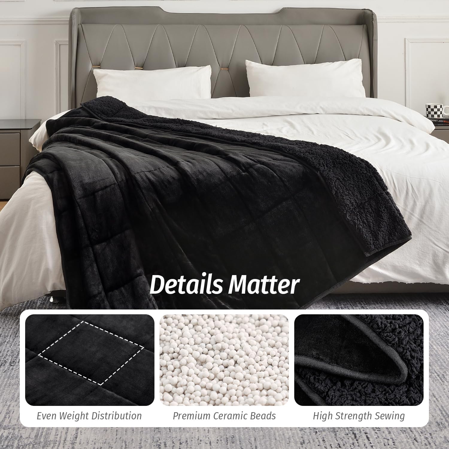 Thumbnail 4 de Wemore Sherpa Fleece Weighted Blanket 15 lbs