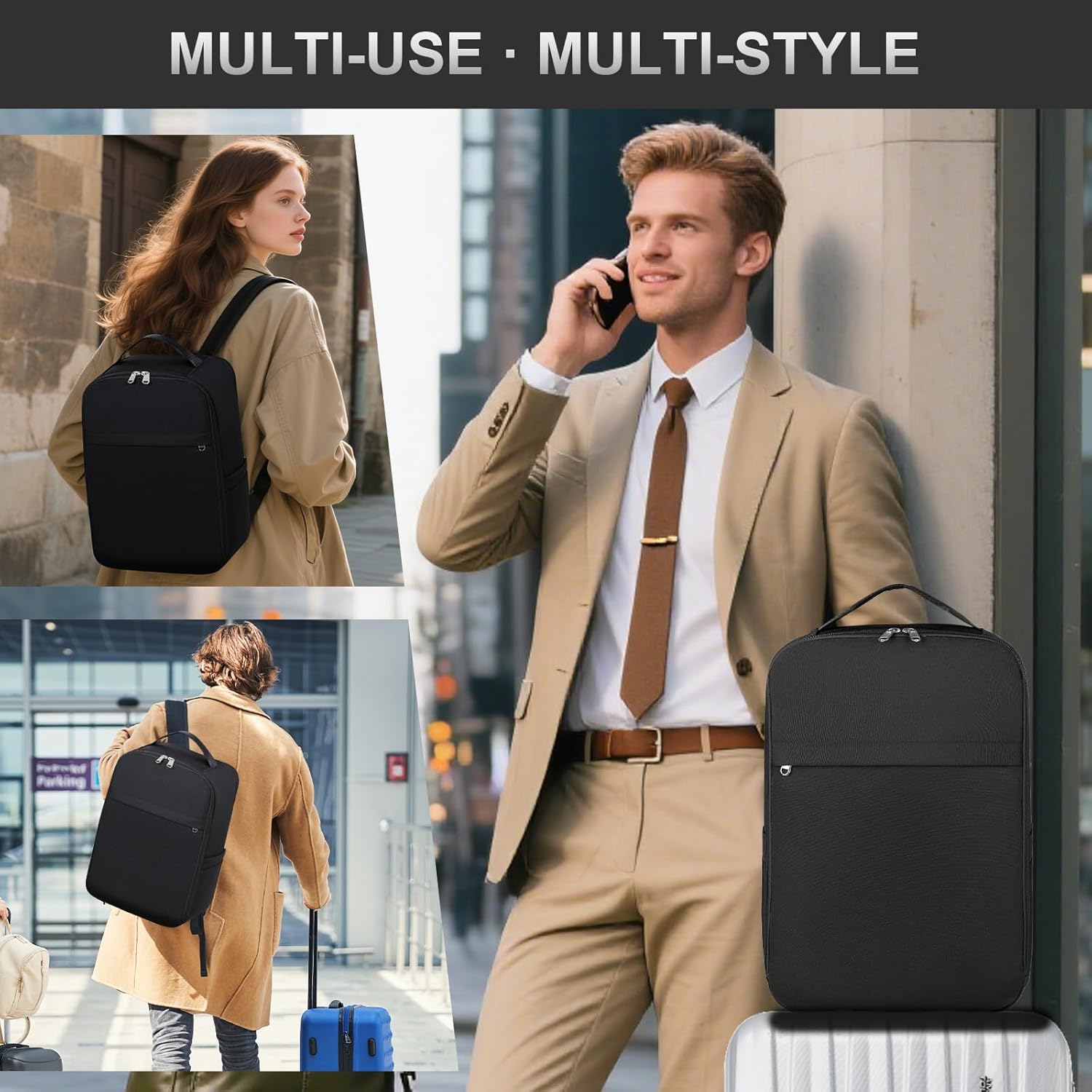Thumbnail 6 de Zuquik für Ryanair Handgepäck 40x30x20 Rucksack – kompakter Travel Backpack mit verstecktem Rückfach (Grau)