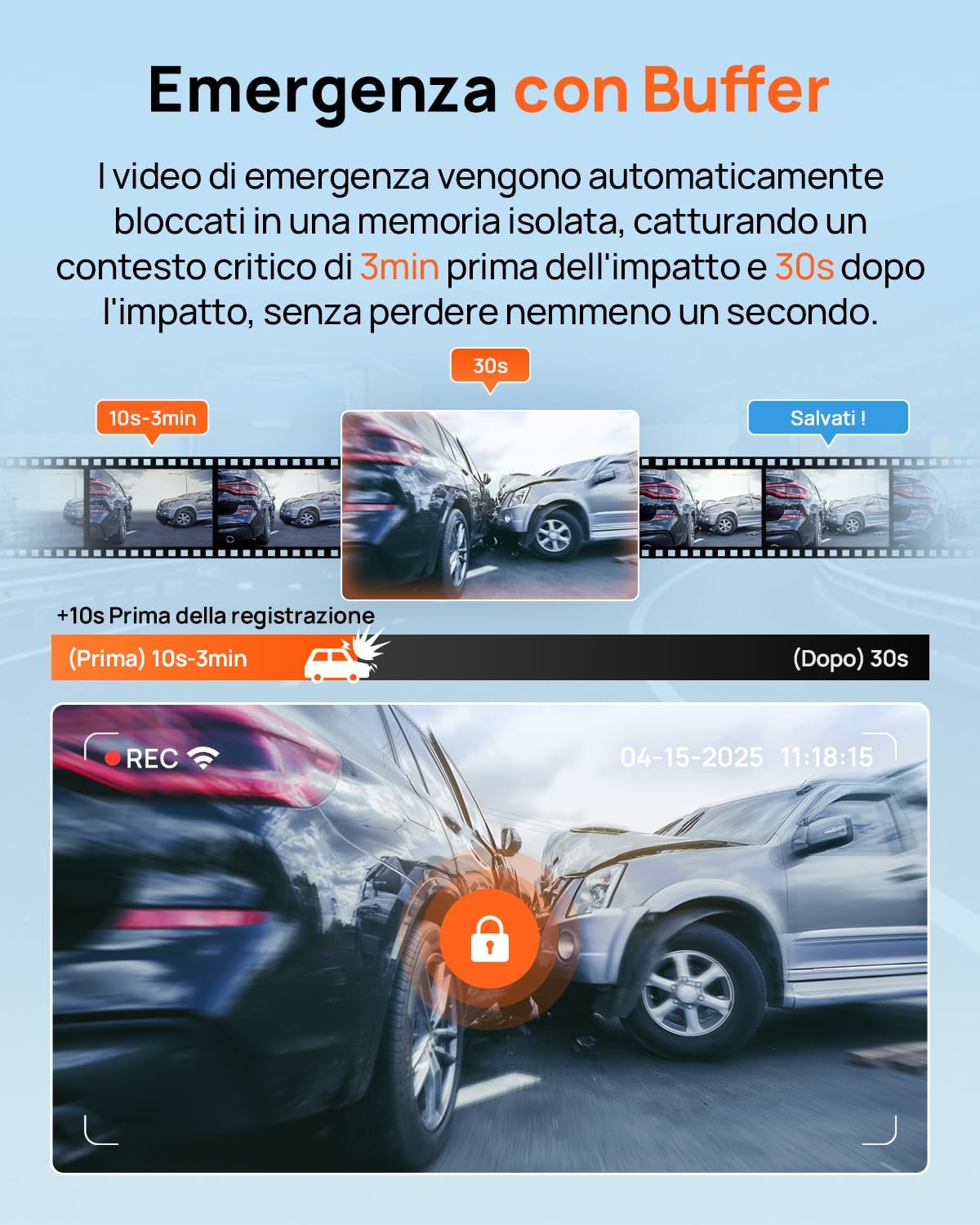 Thumbnail 3 de 70mai A800SE Dashcam 4K+1080P Dual con GPS, WiFi e doppia telecamera anteriore/posteriore