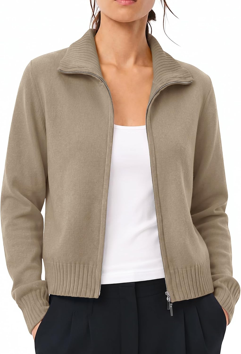Thumbnail 6 de LOMON Cropped Cardigan Sweater, Cotton Blend