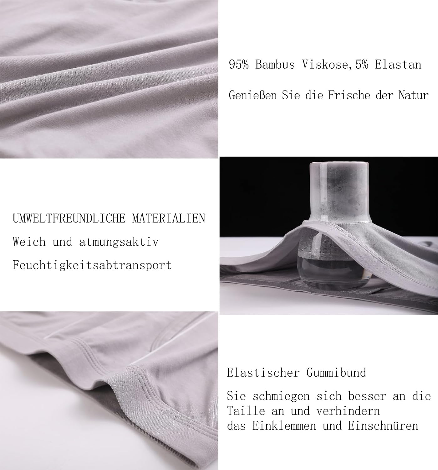 Detalle de HAVVIS Herren-Boxershorts mit langem Bein aus Bambus (95% Viskose, 5% Elasthan) mit Eingriff