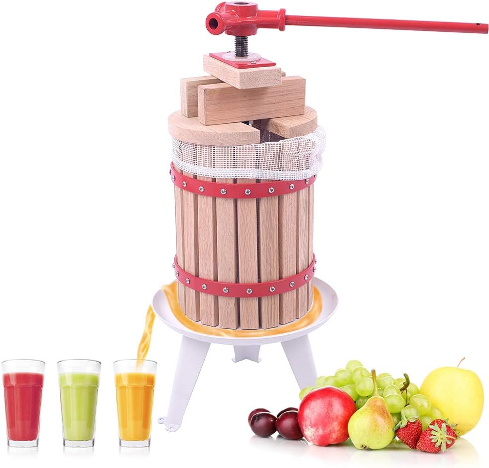 Detalle de Aufun JOD-(HAG8243A-P) fruitpers 6 liter met persdoek, handmatige schroefpers
