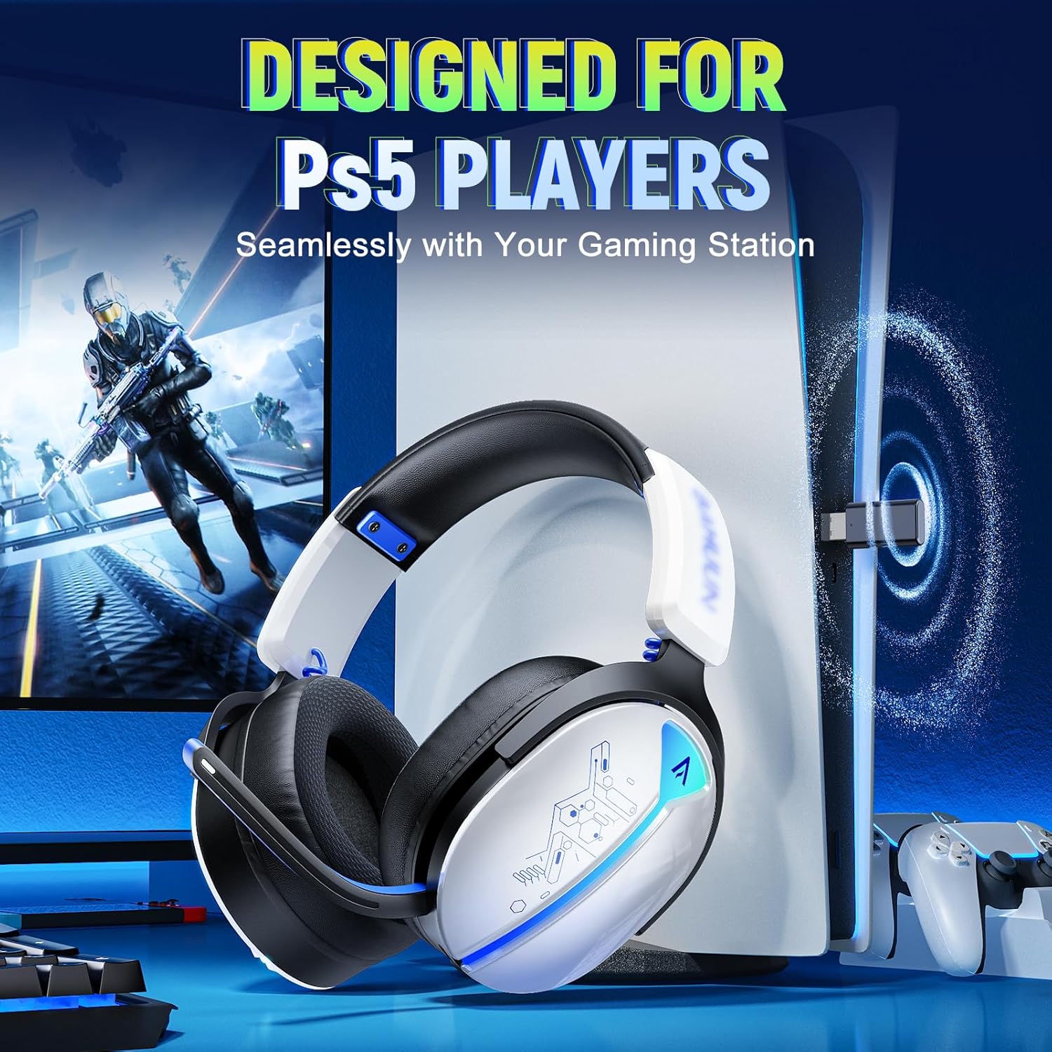 Detalle 2 de Buwnia Wireless Gaming Headset 40H battery