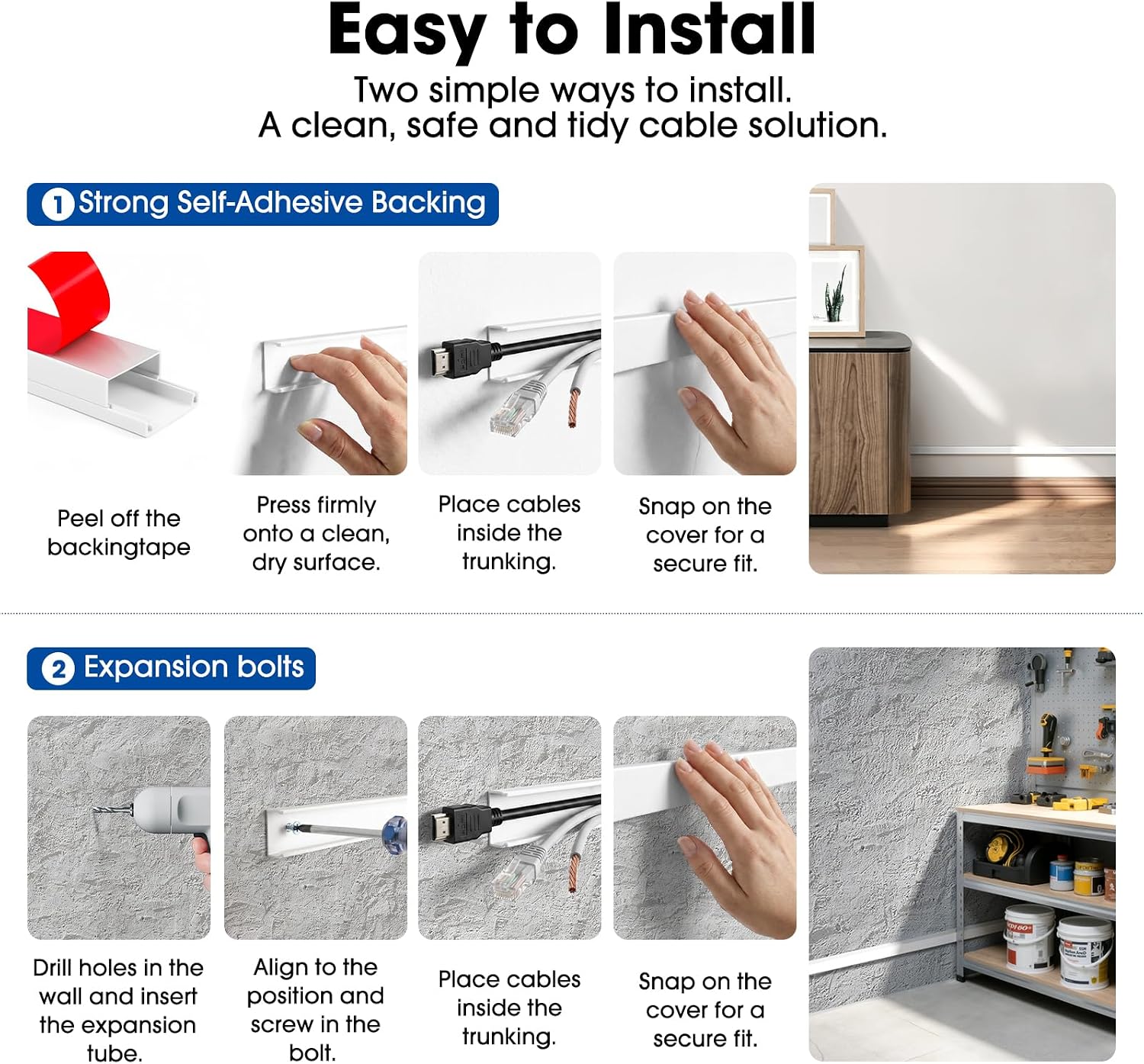 Detalle 1 de Flow fire White Cable Trunking 4m