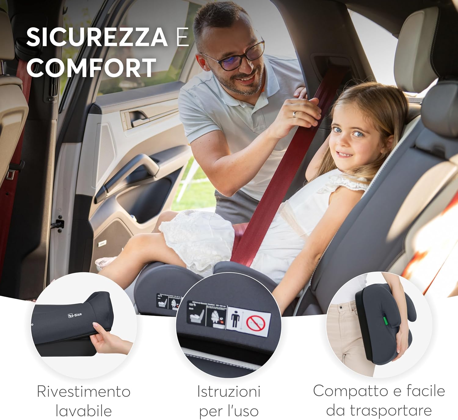 Thumbnail 5 de KikkaBoo i-UP Rialzo auto per bambini i-Size da 125–150 cm (22–36 kg), Gruppo 3, 7–12 anni, colore Grigio