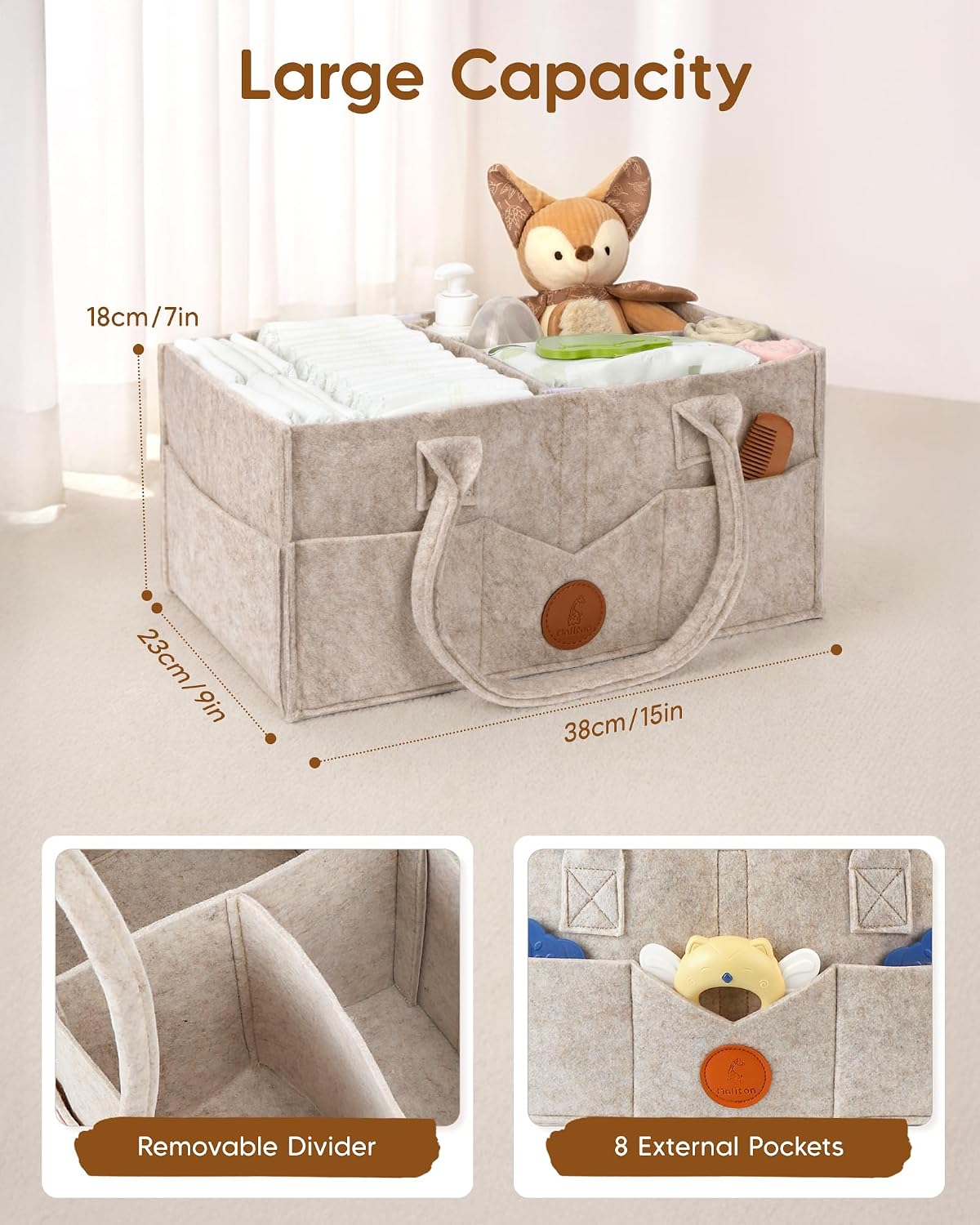Detalle de Maliton Felt Diaper Caddy, Large
