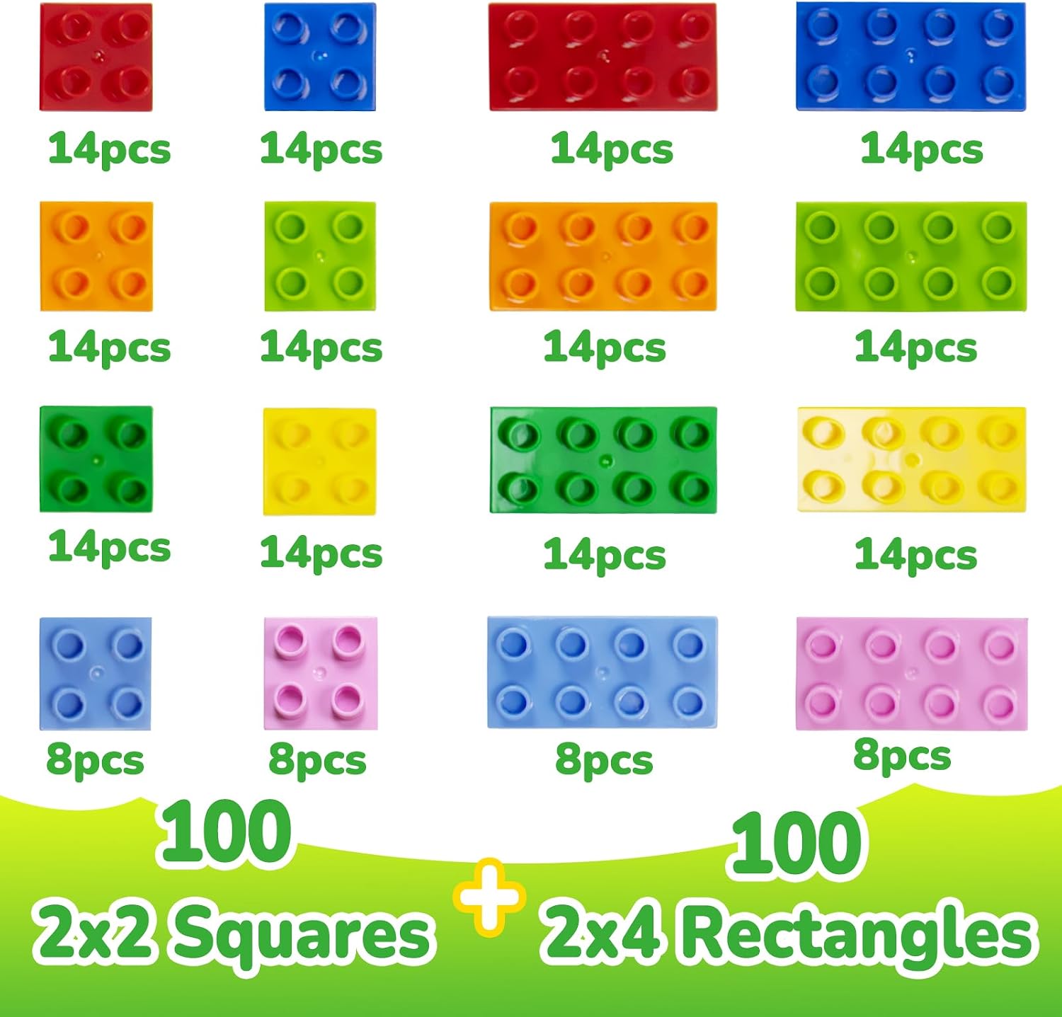 Detalle de Mirthben Große Bausteine Set (200 Stück) mit 2 Formen und 8 Farben – kompatibel mit Duplo & führenden Marken