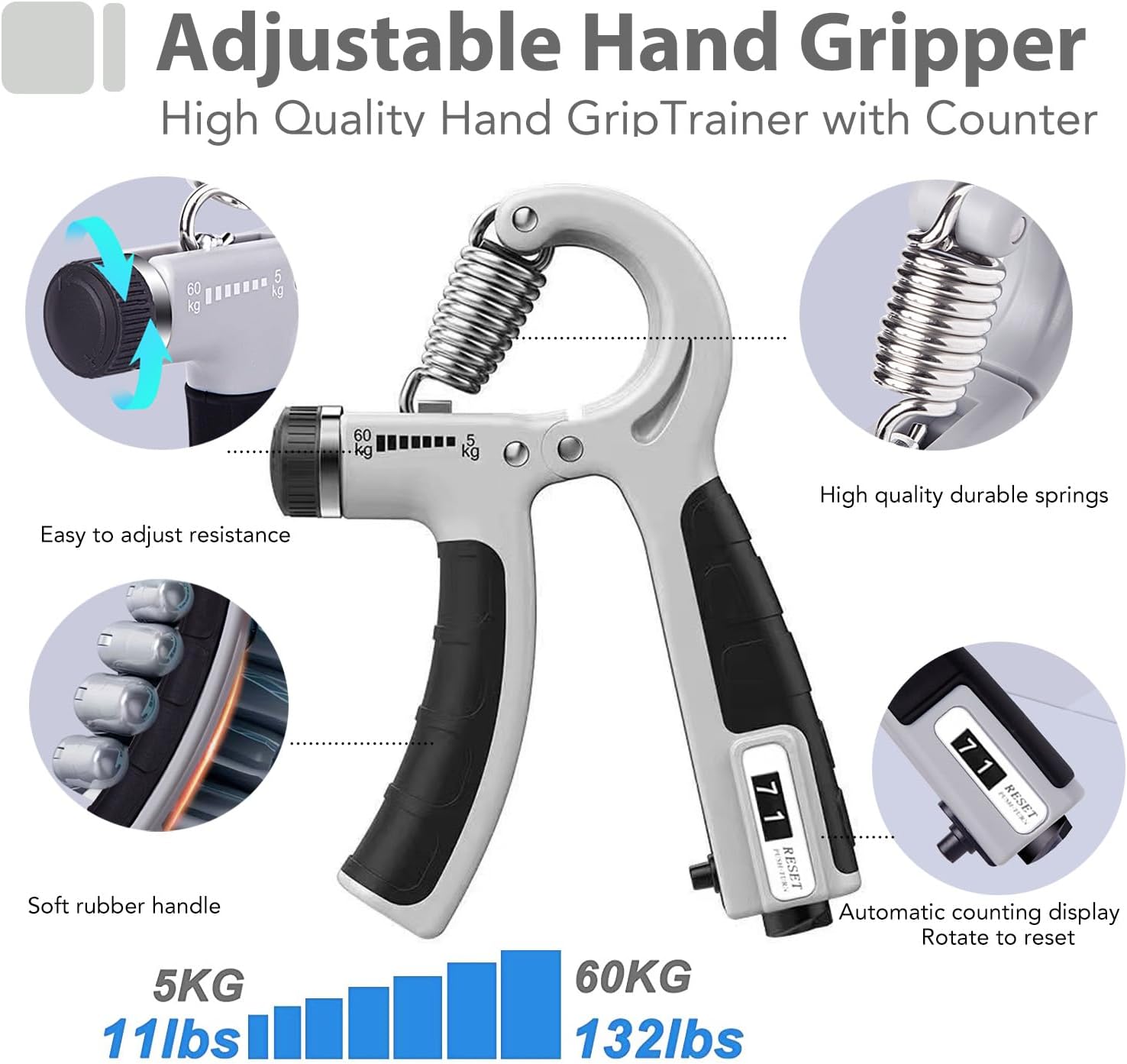 Thumbnail 1 de Hand grip ejercitador de manos para fortalecimiento y alivio
