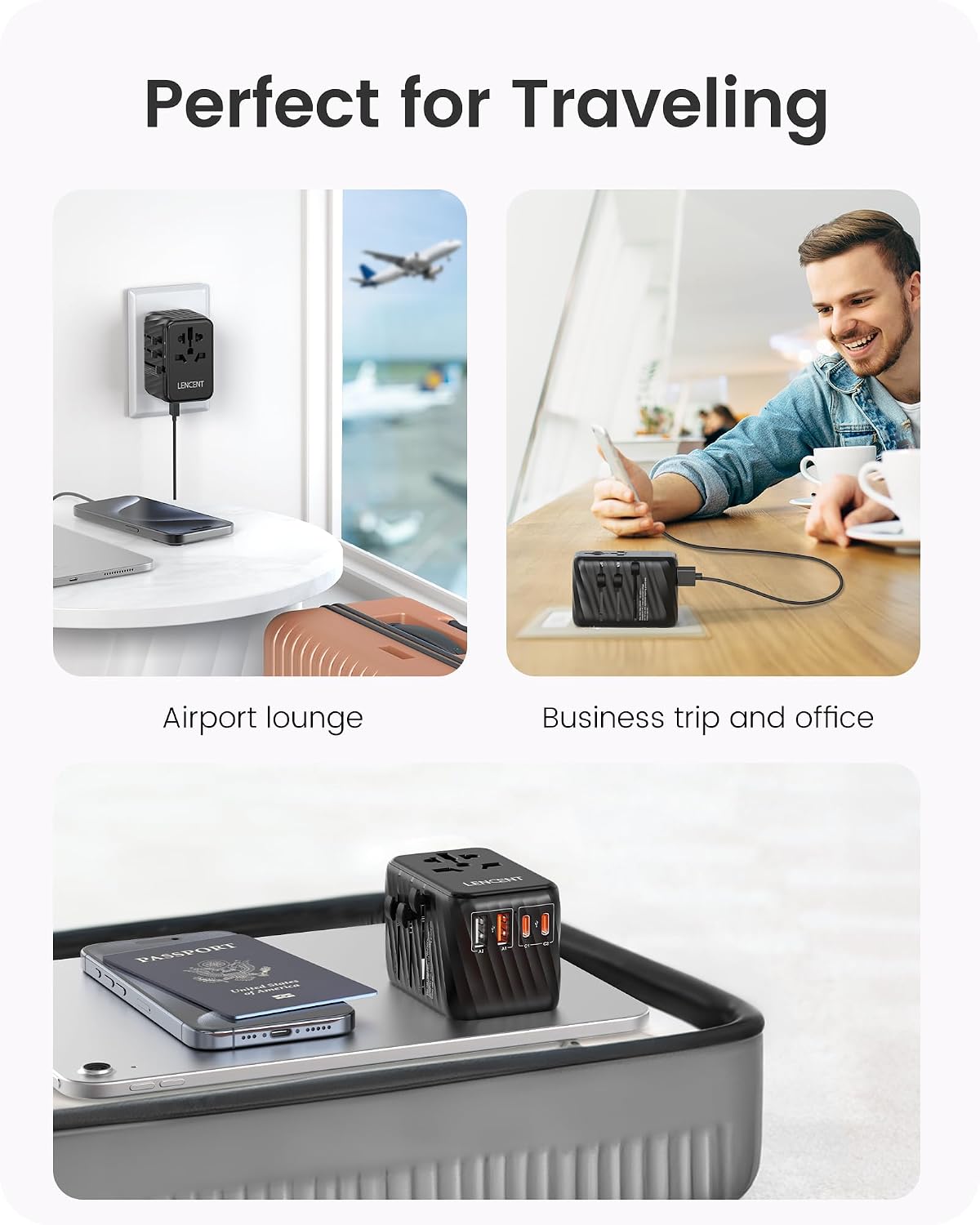 Thumbnail 6 de LENCENT Internationaler Reiseadapter 65W GaN3